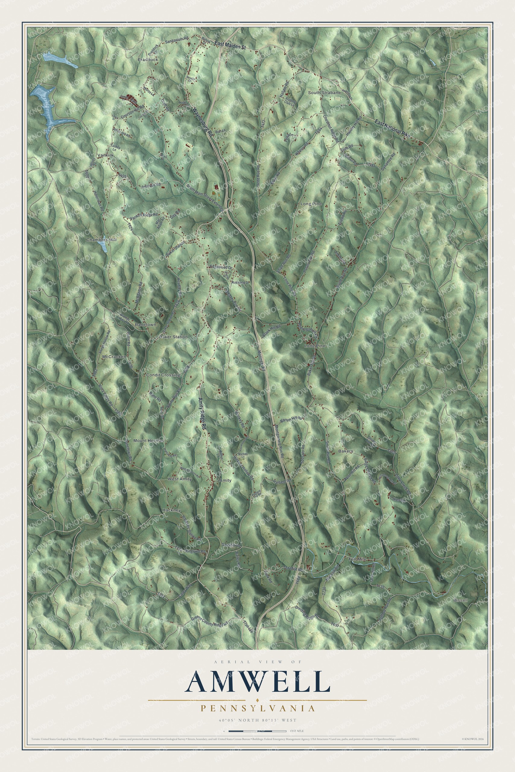 Watermarked full-map preview of Amwell, Pennsylvania