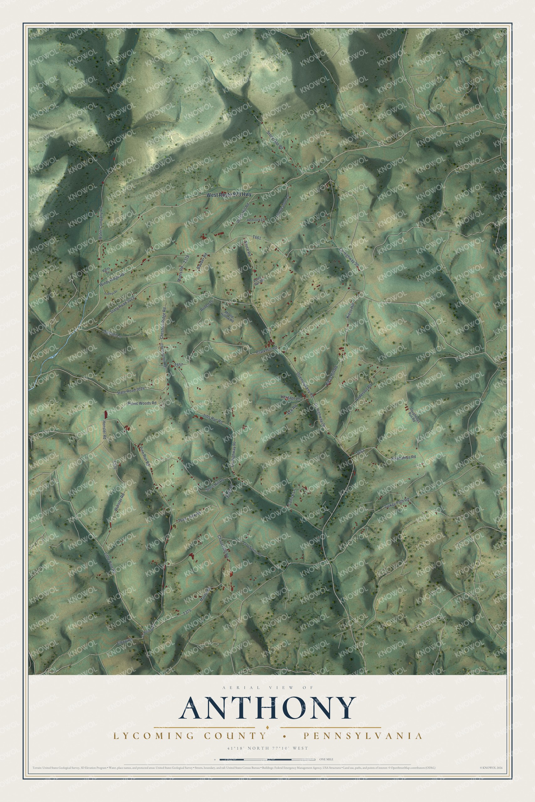 Watermarked full-map preview of Anthony, Pennsylvania