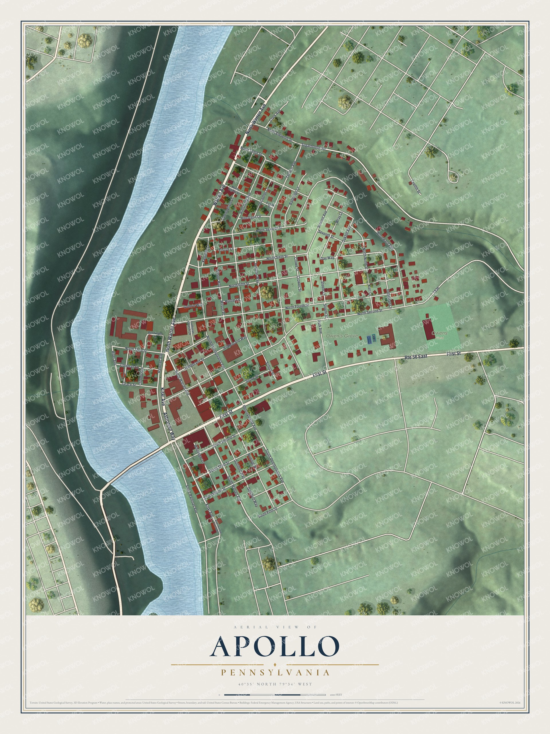 Watermarked full-map preview of Apollo, Pennsylvania