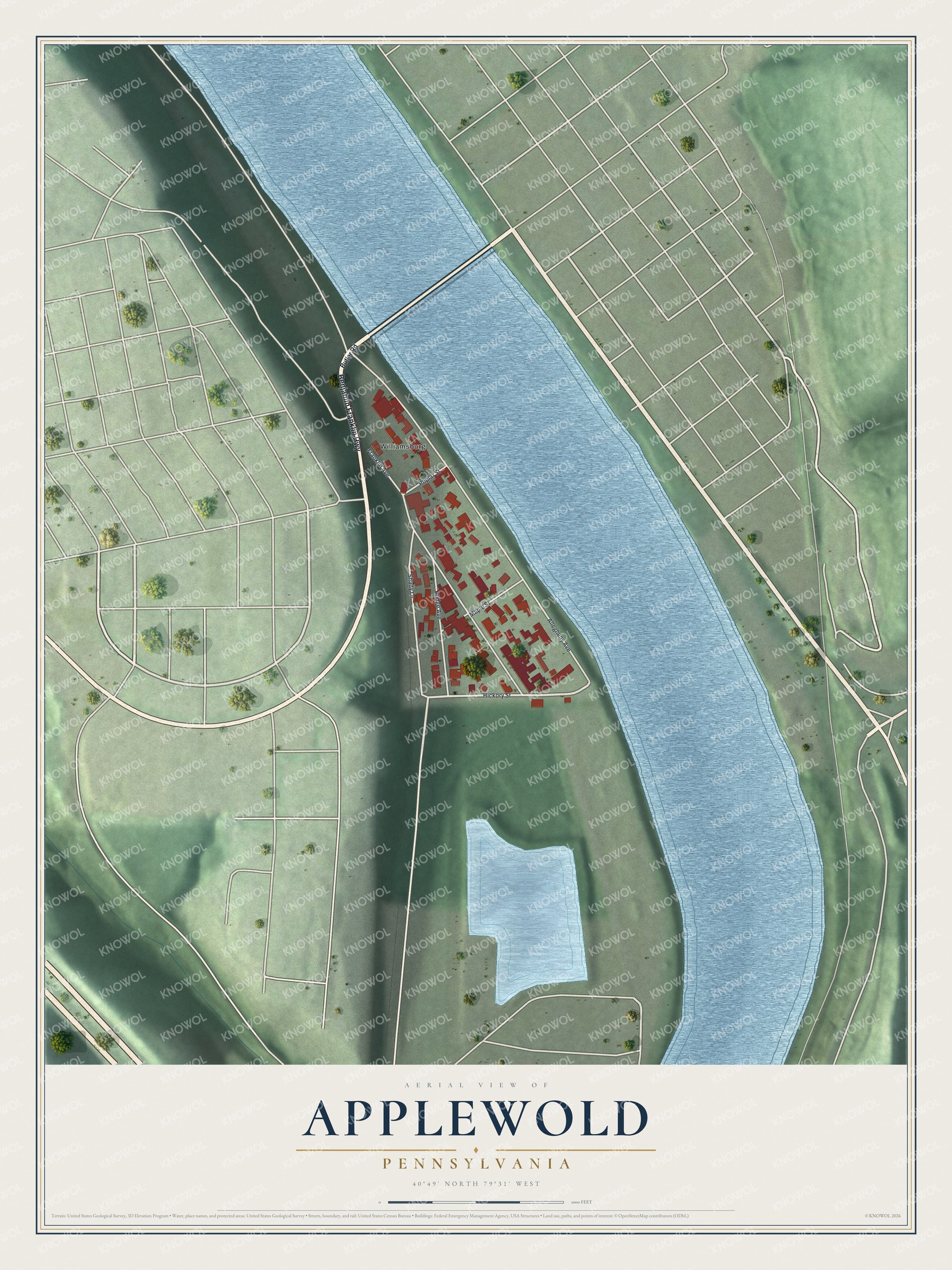 Watermarked full-map preview of Applewold, Pennsylvania