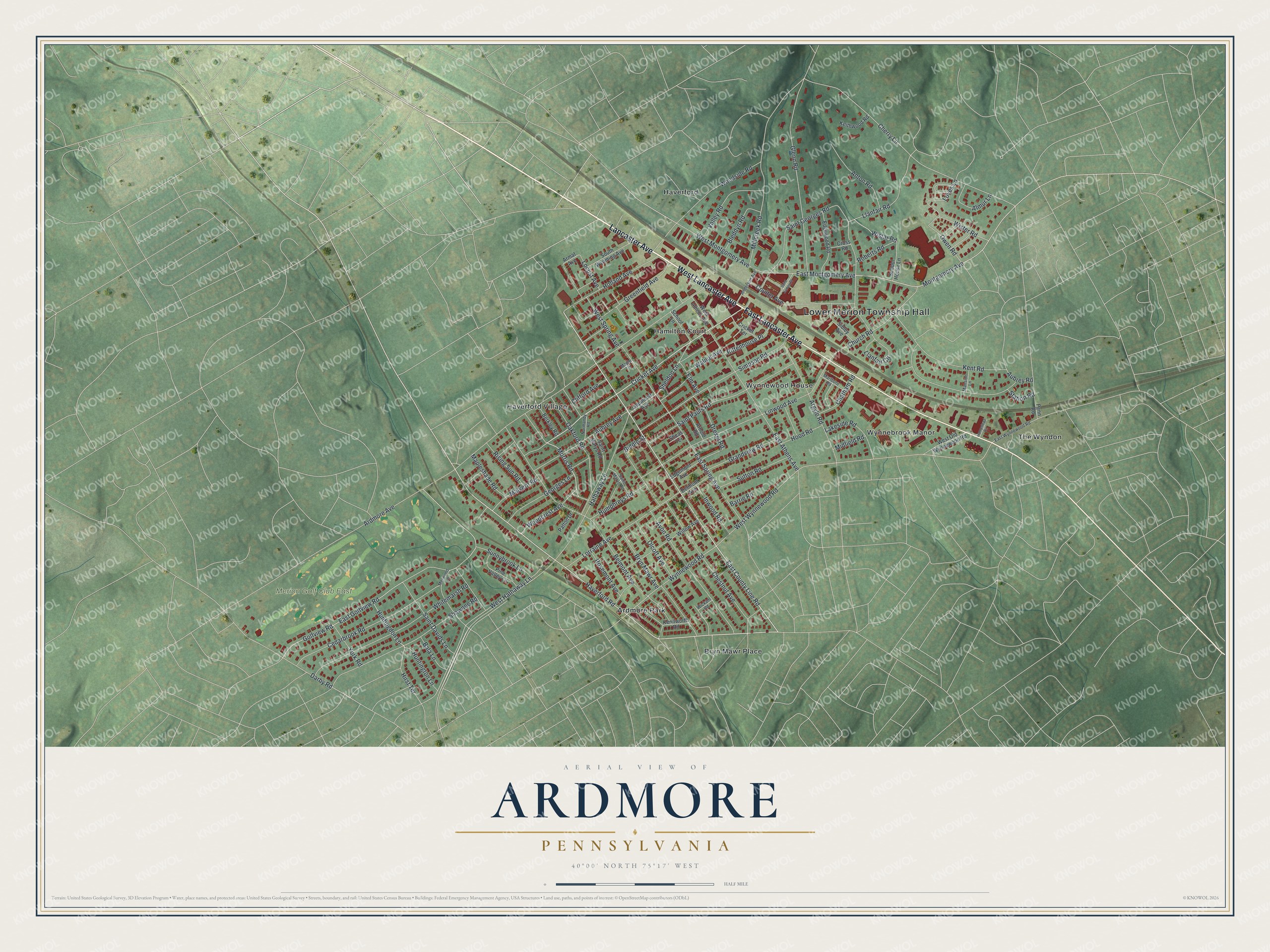 Watermarked full-map preview of Ardmore, Pennsylvania