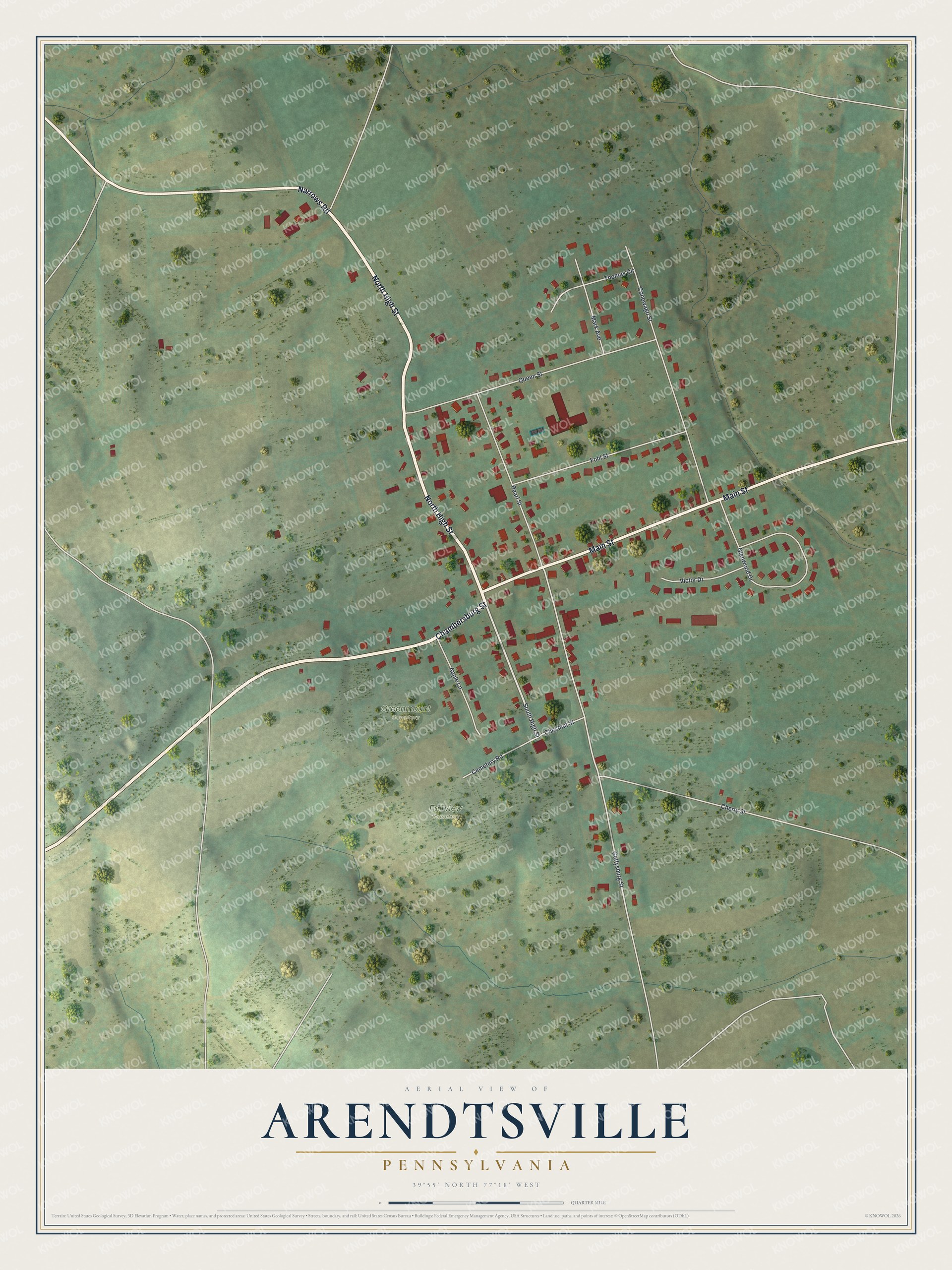 Watermarked full-map preview of Arendtsville, Pennsylvania