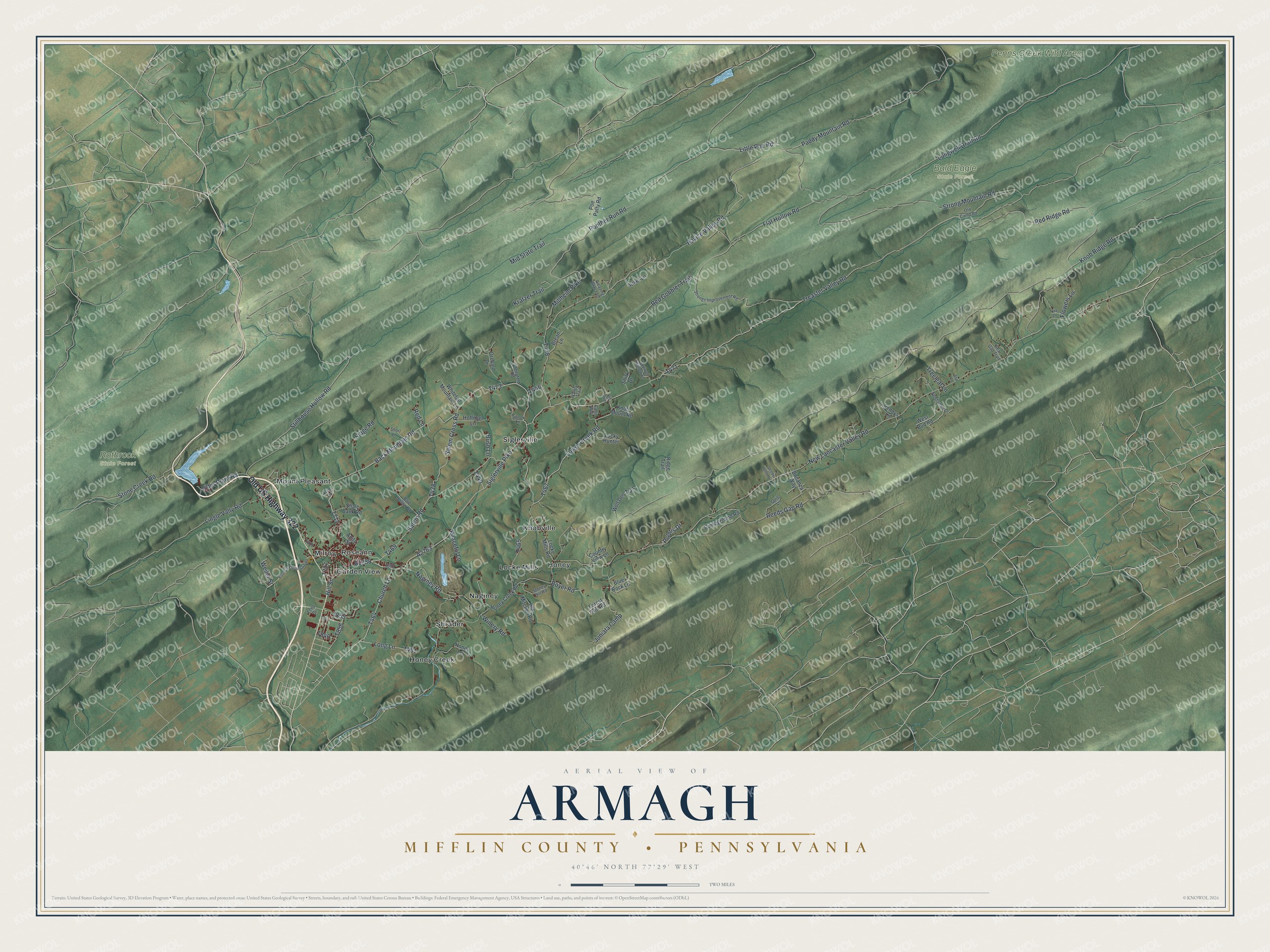 Watermarked full-map preview of Armagh, Pennsylvania