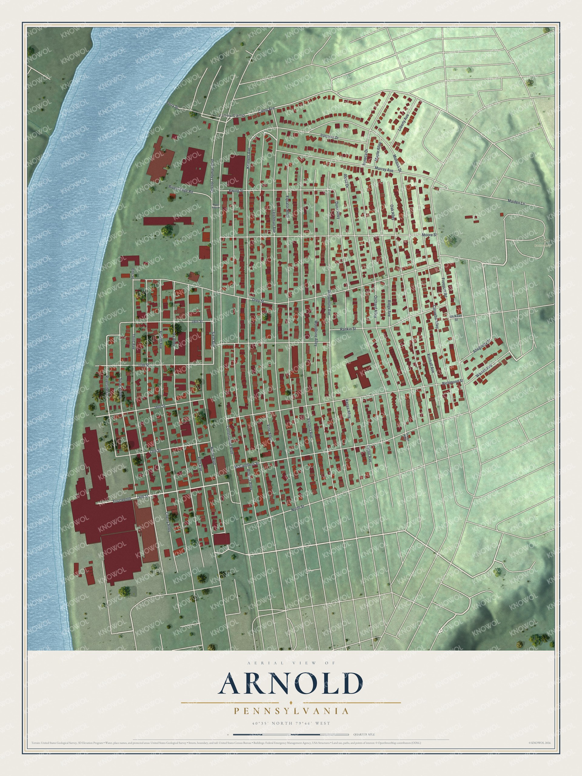 Watermarked full-map preview of Arnold, Pennsylvania