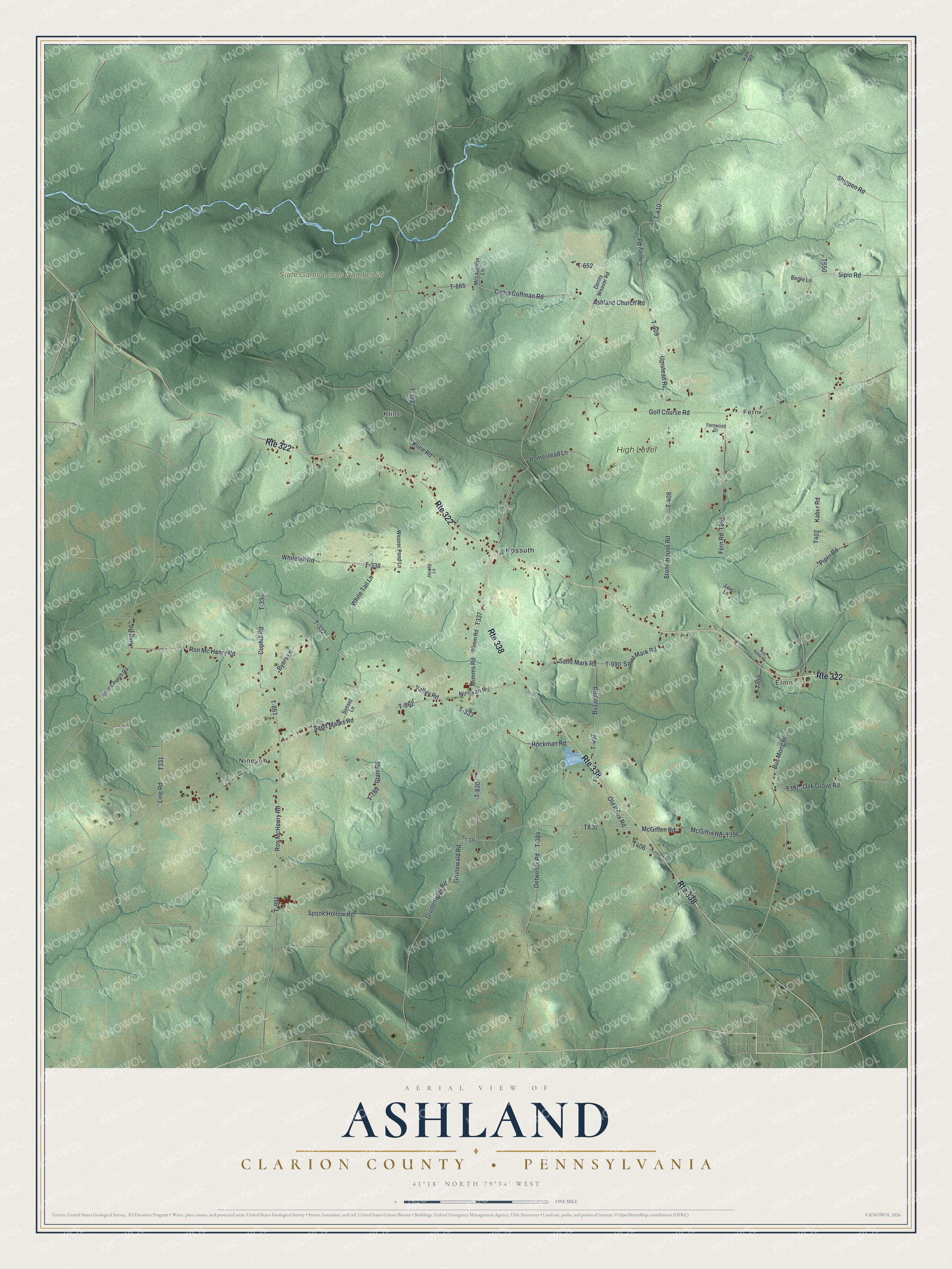 Watermarked full-map preview of Ashland, Pennsylvania