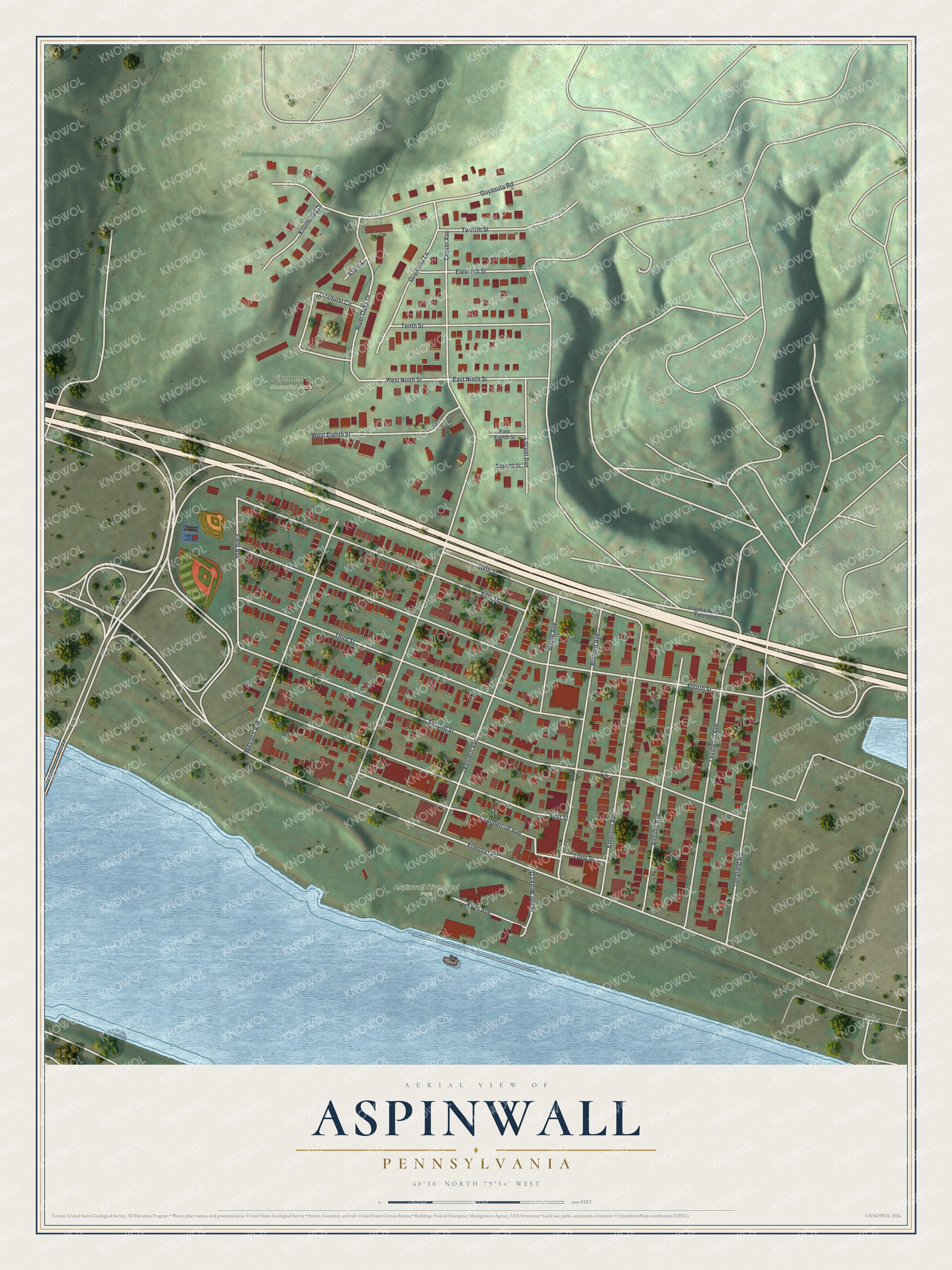 Watermarked full-map preview of Aspinwall, Pennsylvania