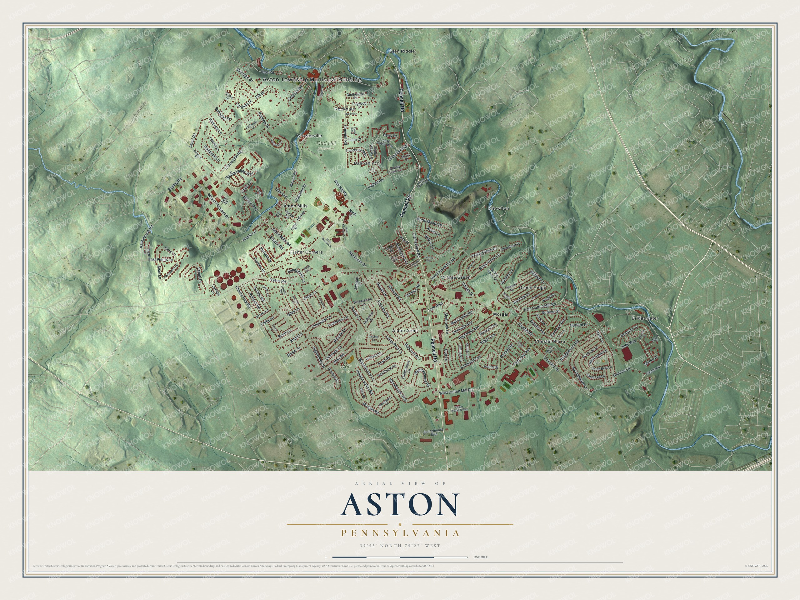 Watermarked full-map preview of Aston, Pennsylvania