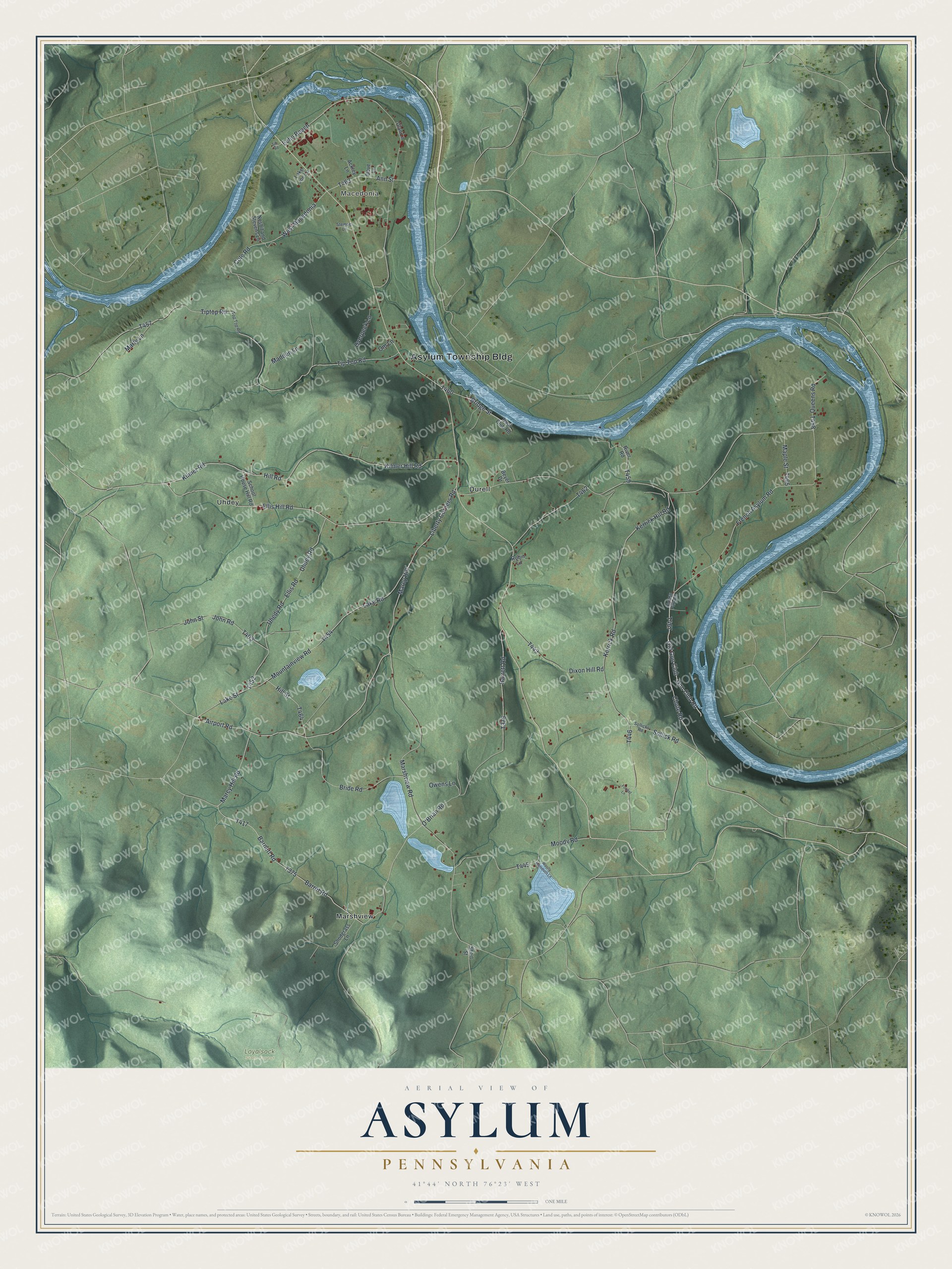 Watermarked full-map preview of Asylum, Pennsylvania