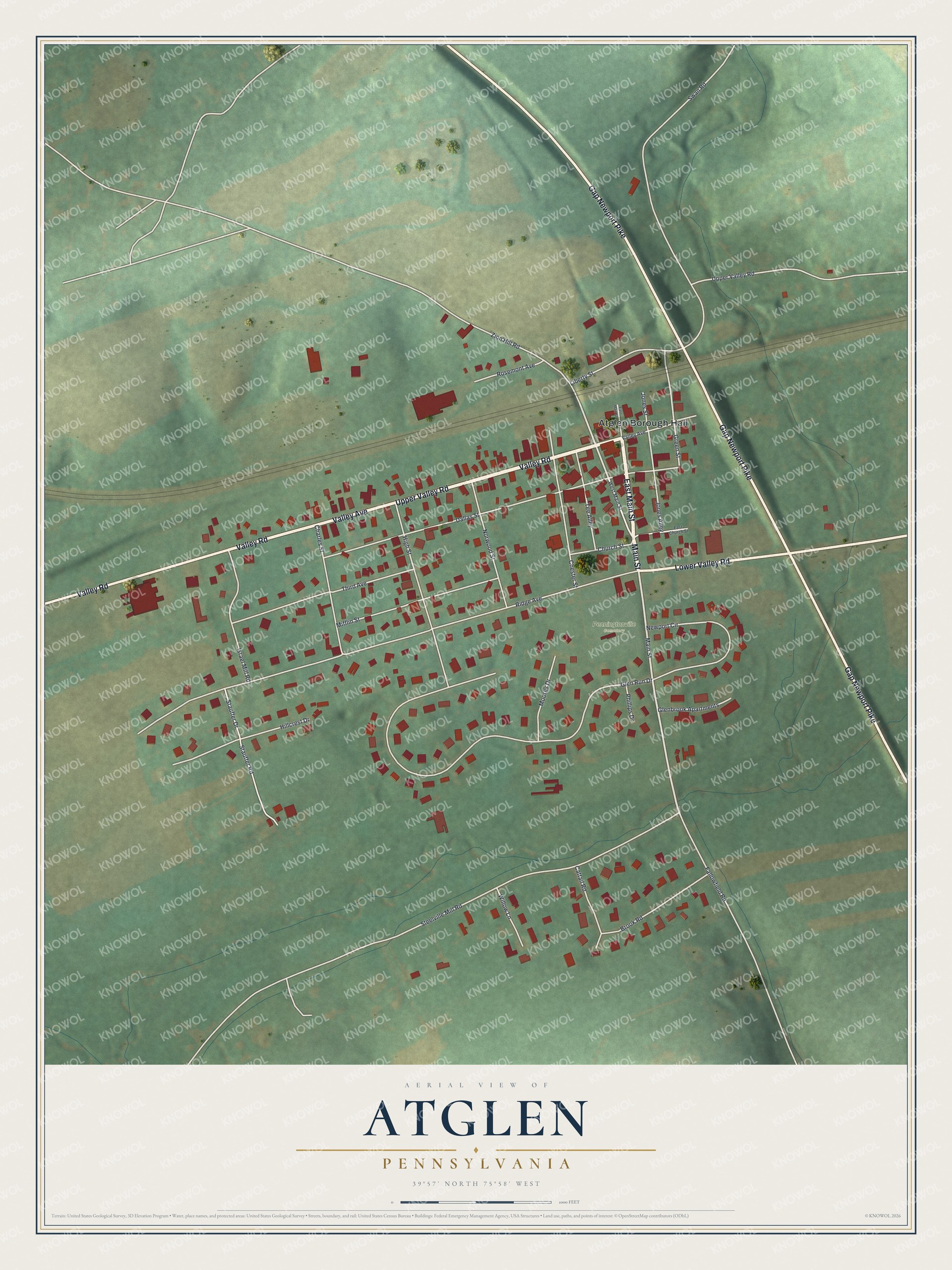 Watermarked full-map preview of Atglen, Pennsylvania