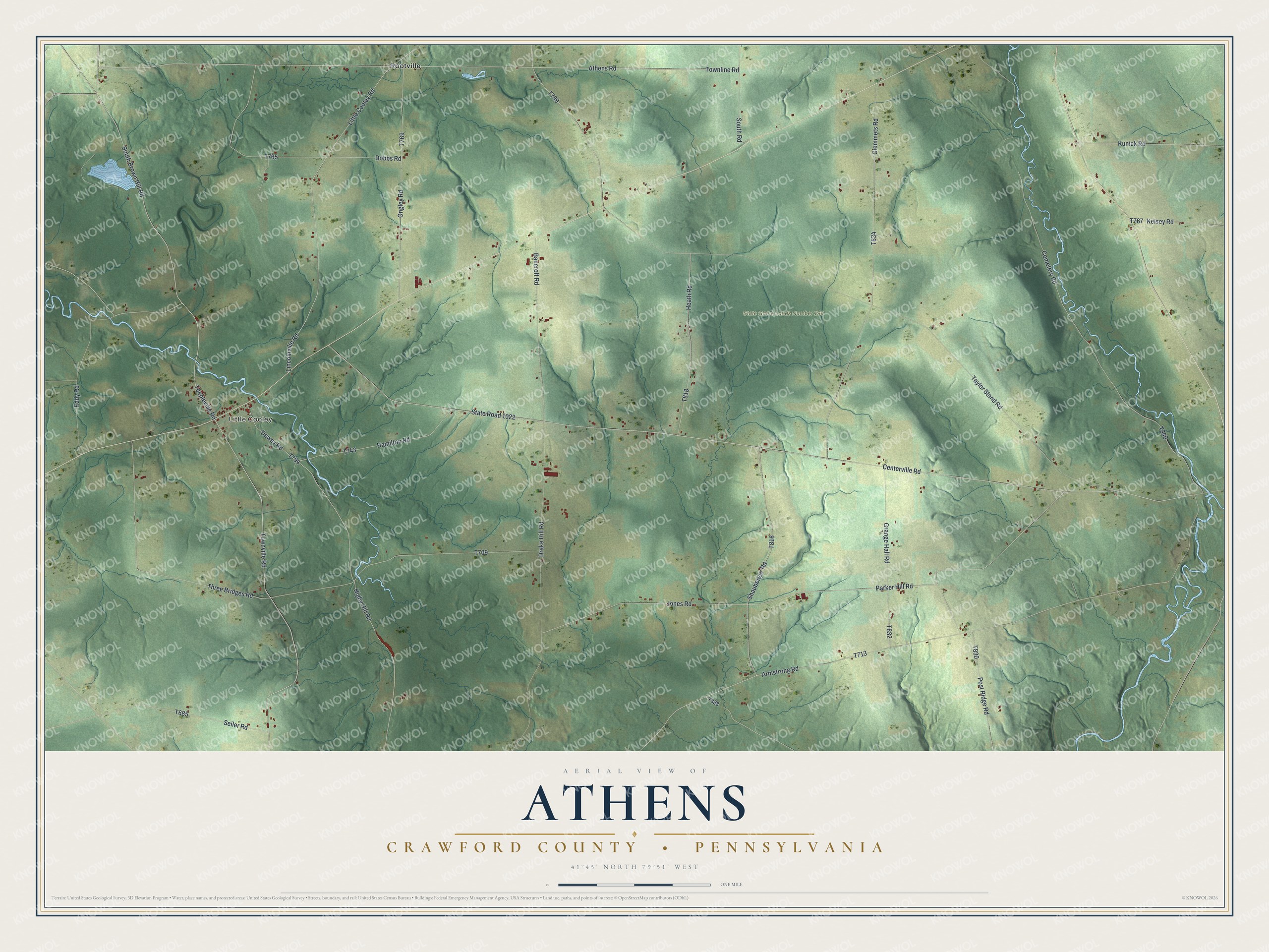Watermarked full-map preview of Athens, Pennsylvania