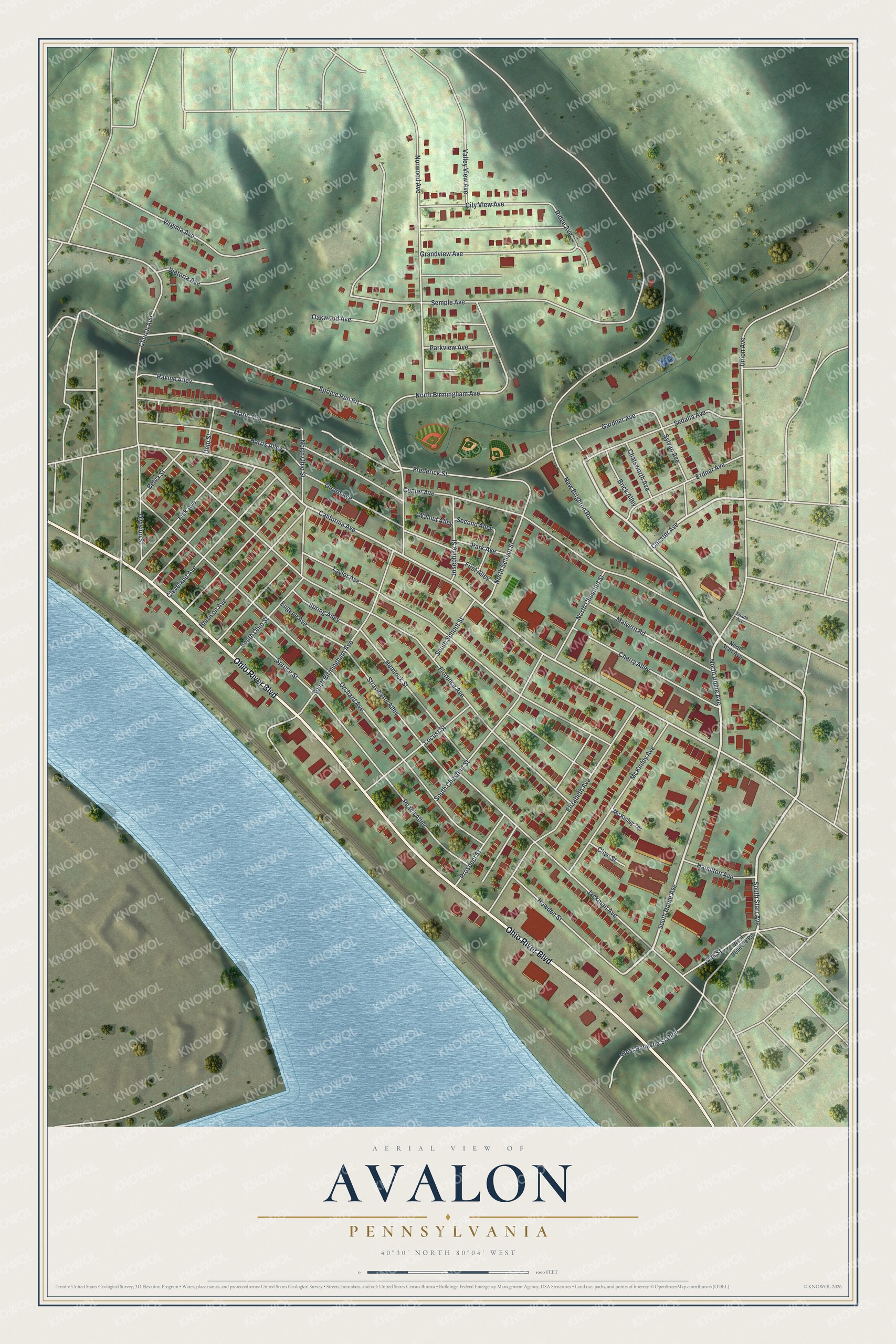 Watermarked full-map preview of Avalon, Pennsylvania