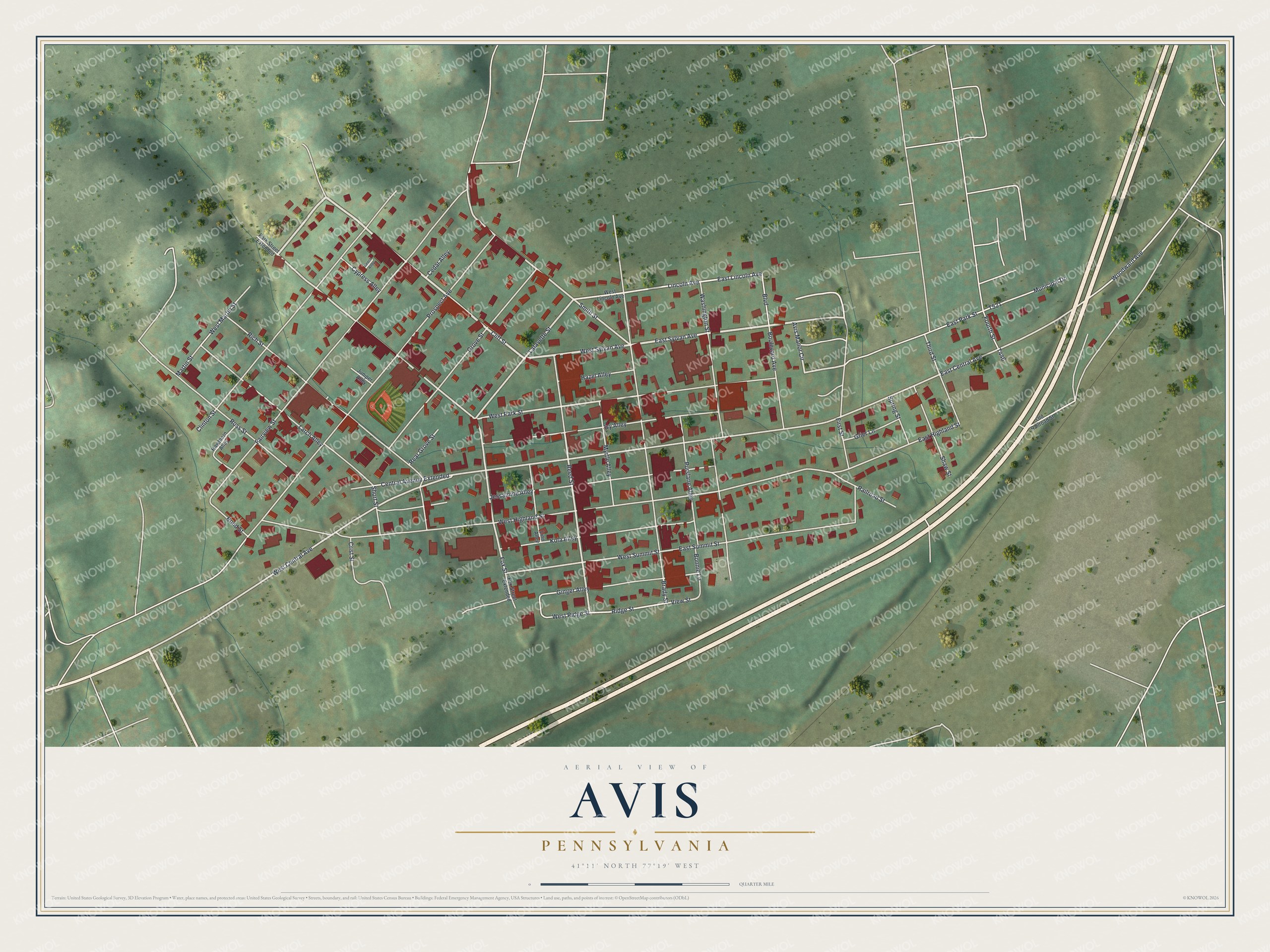 Watermarked full-map preview of Avis, Pennsylvania