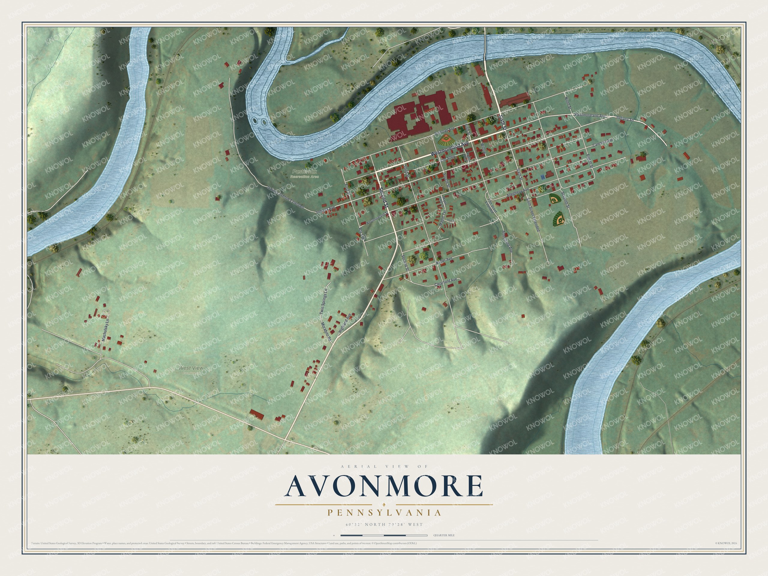 Watermarked full-map preview of Avonmore, Pennsylvania