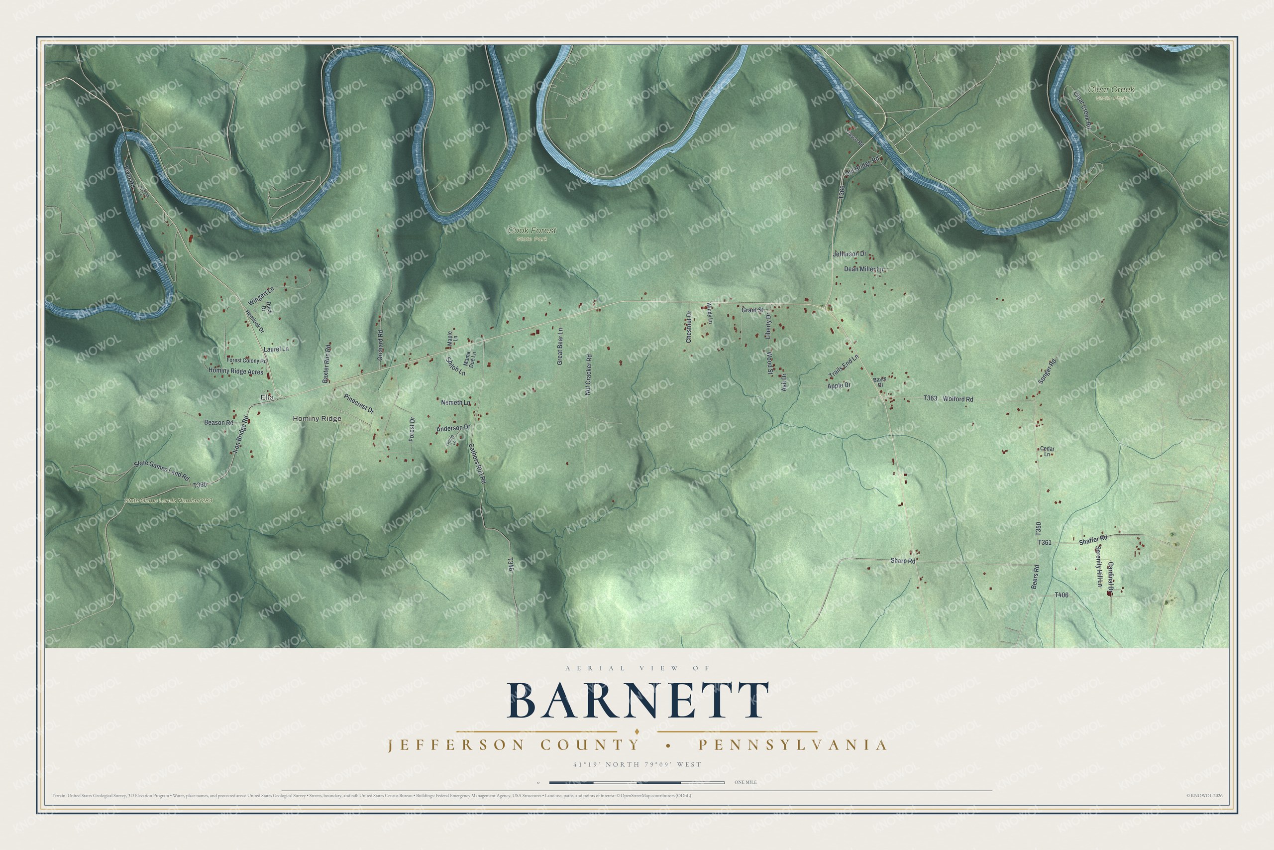 Watermarked full-map preview of Barnett, Pennsylvania