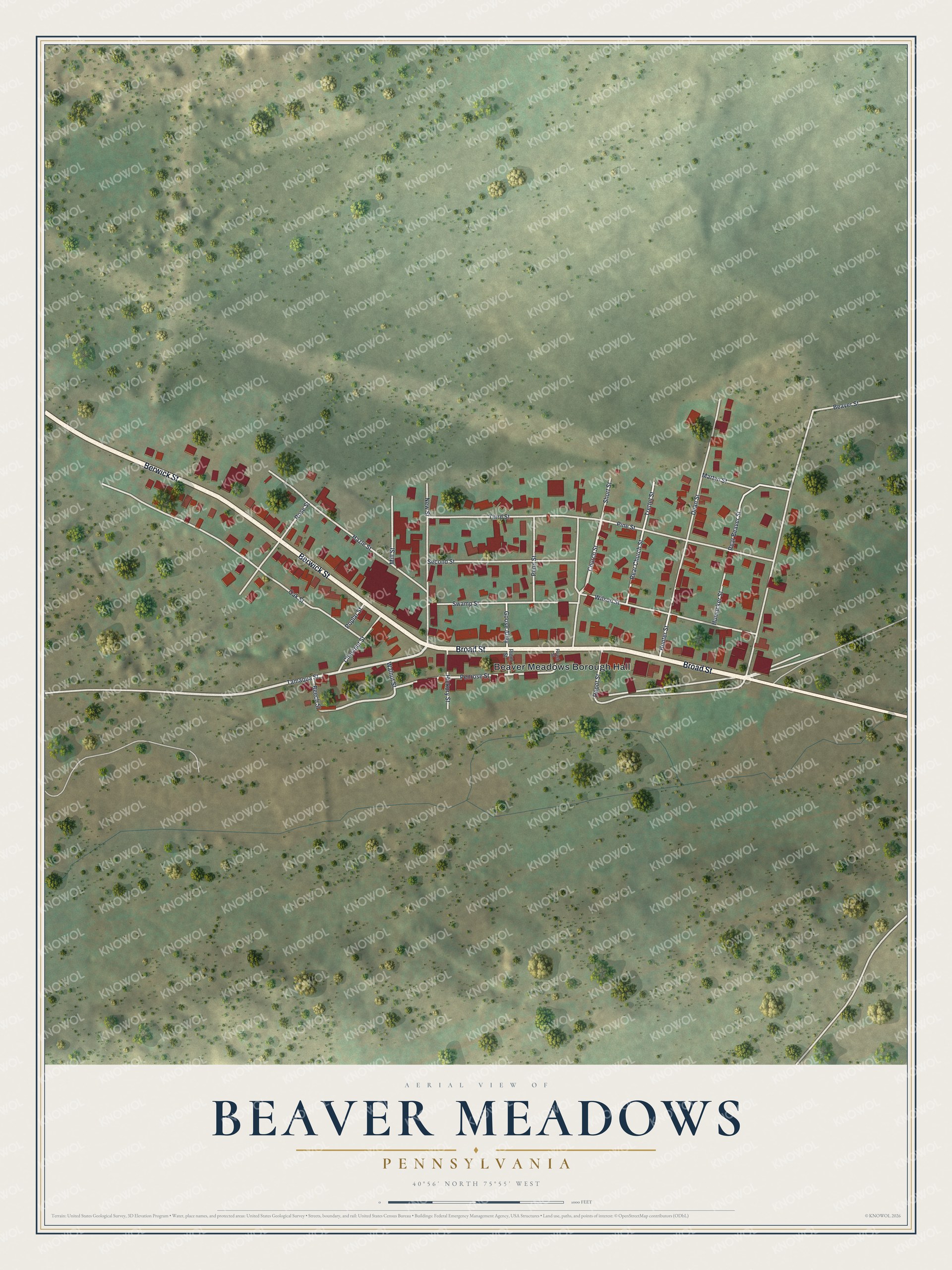 Watermarked full-map preview of Beaver Meadows, Pennsylvania