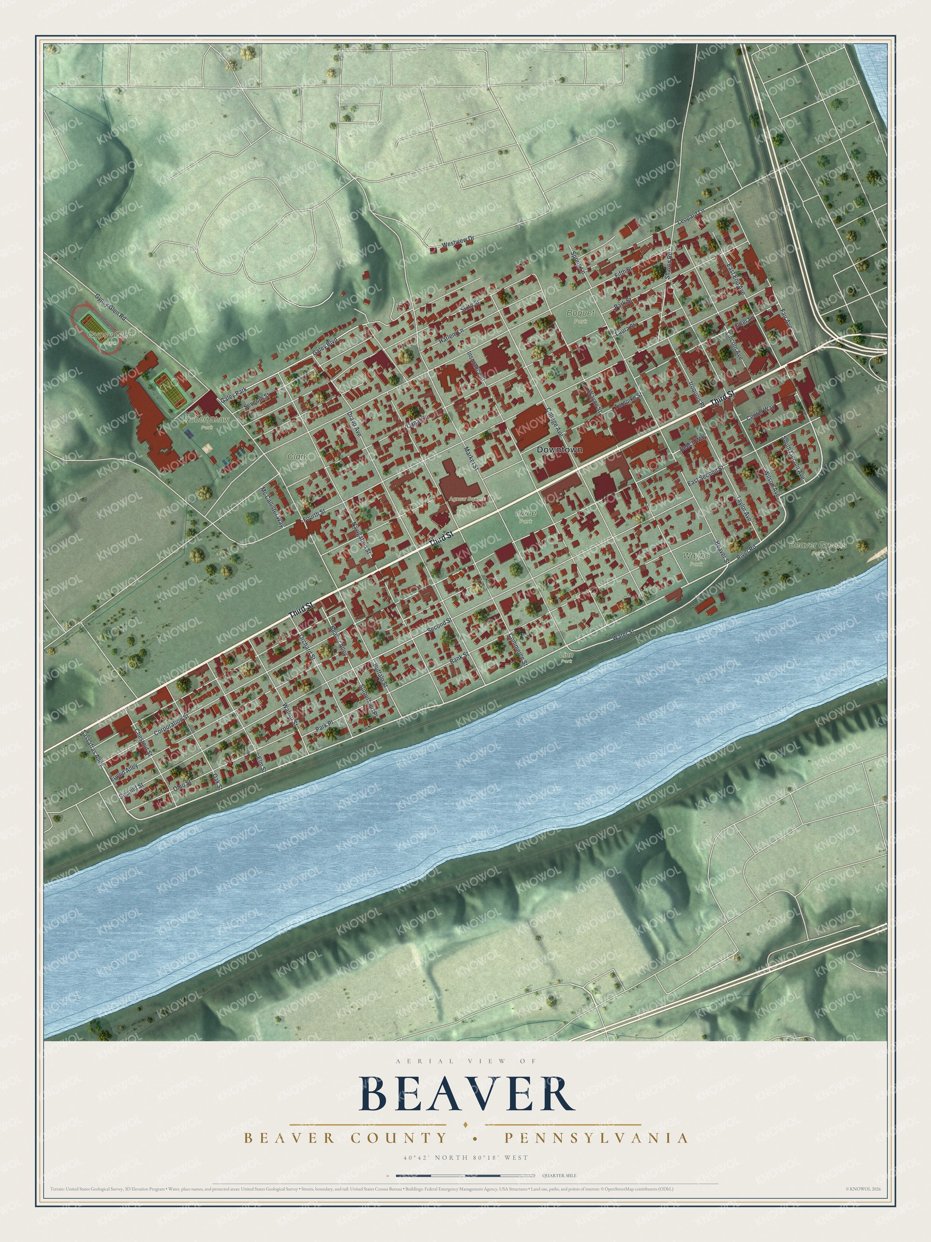 Watermarked full-map preview of Beaver, Pennsylvania