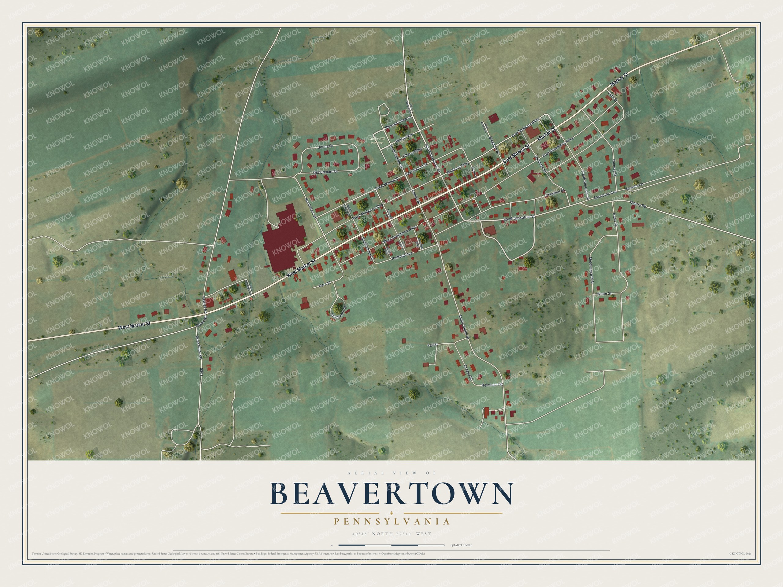Watermarked full-map preview of Beavertown, Pennsylvania