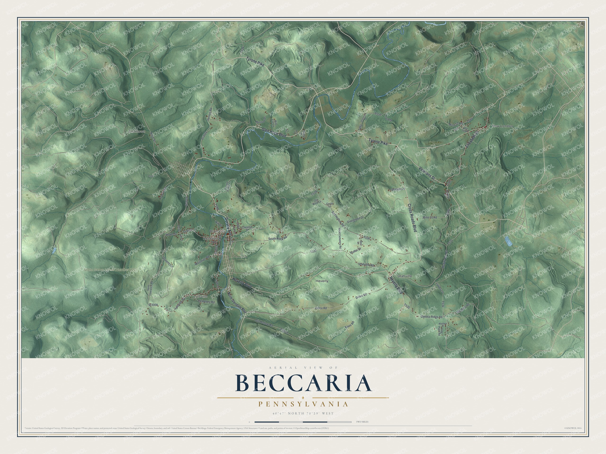 Watermarked full-map preview of Beccaria, Pennsylvania