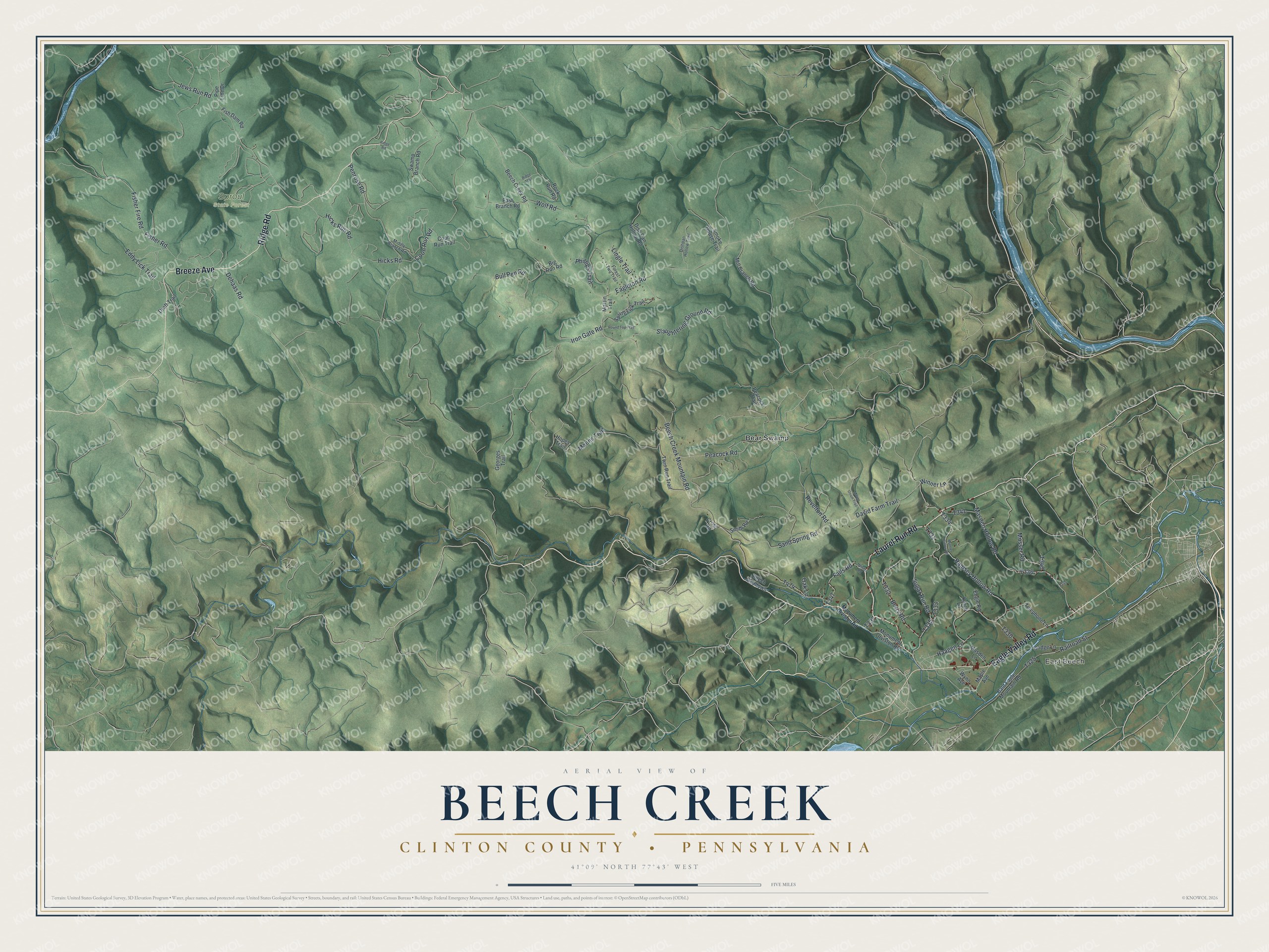 Watermarked full-map preview of Beech Creek, Pennsylvania