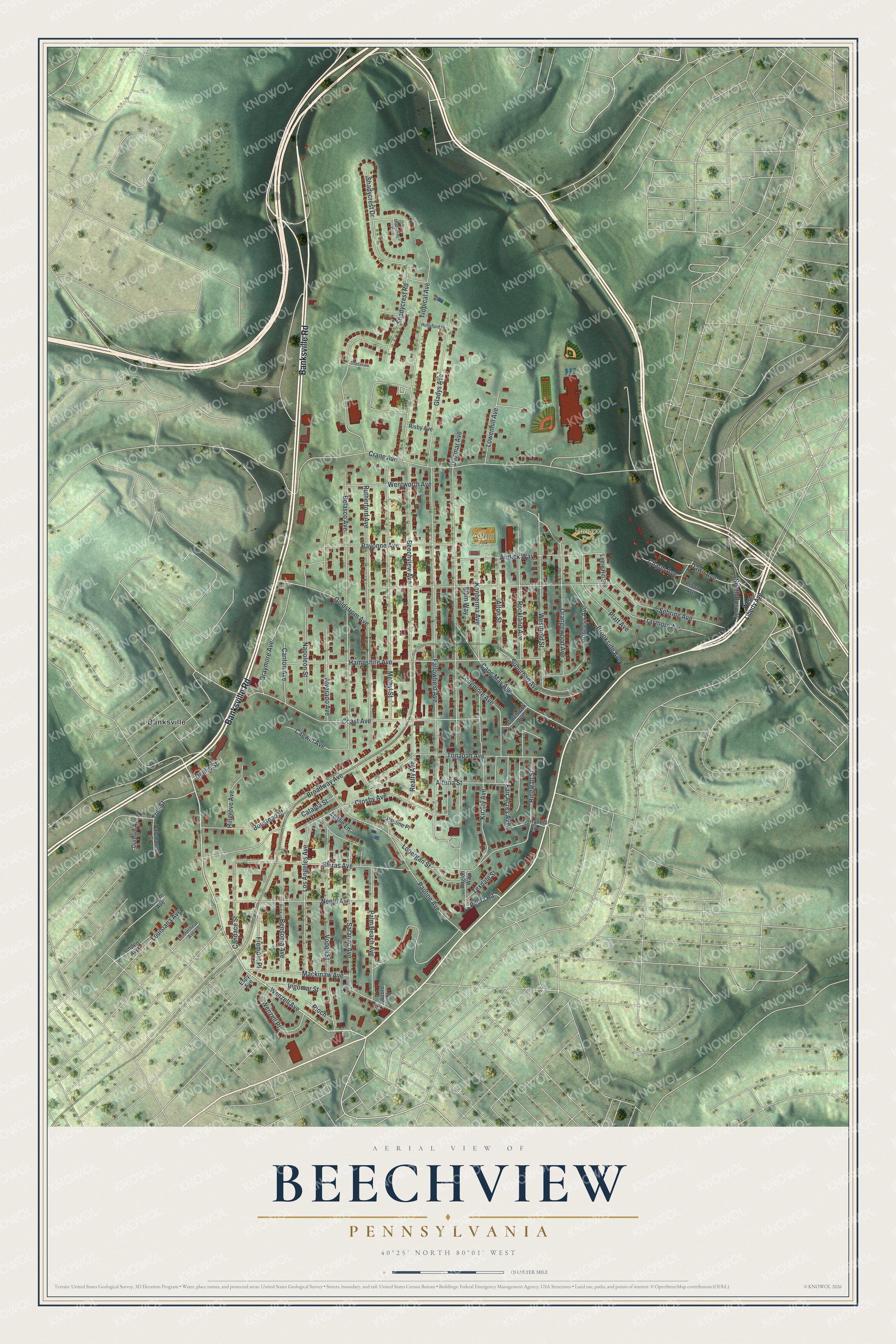 Watermarked full-map preview of Beechview, Pennsylvania