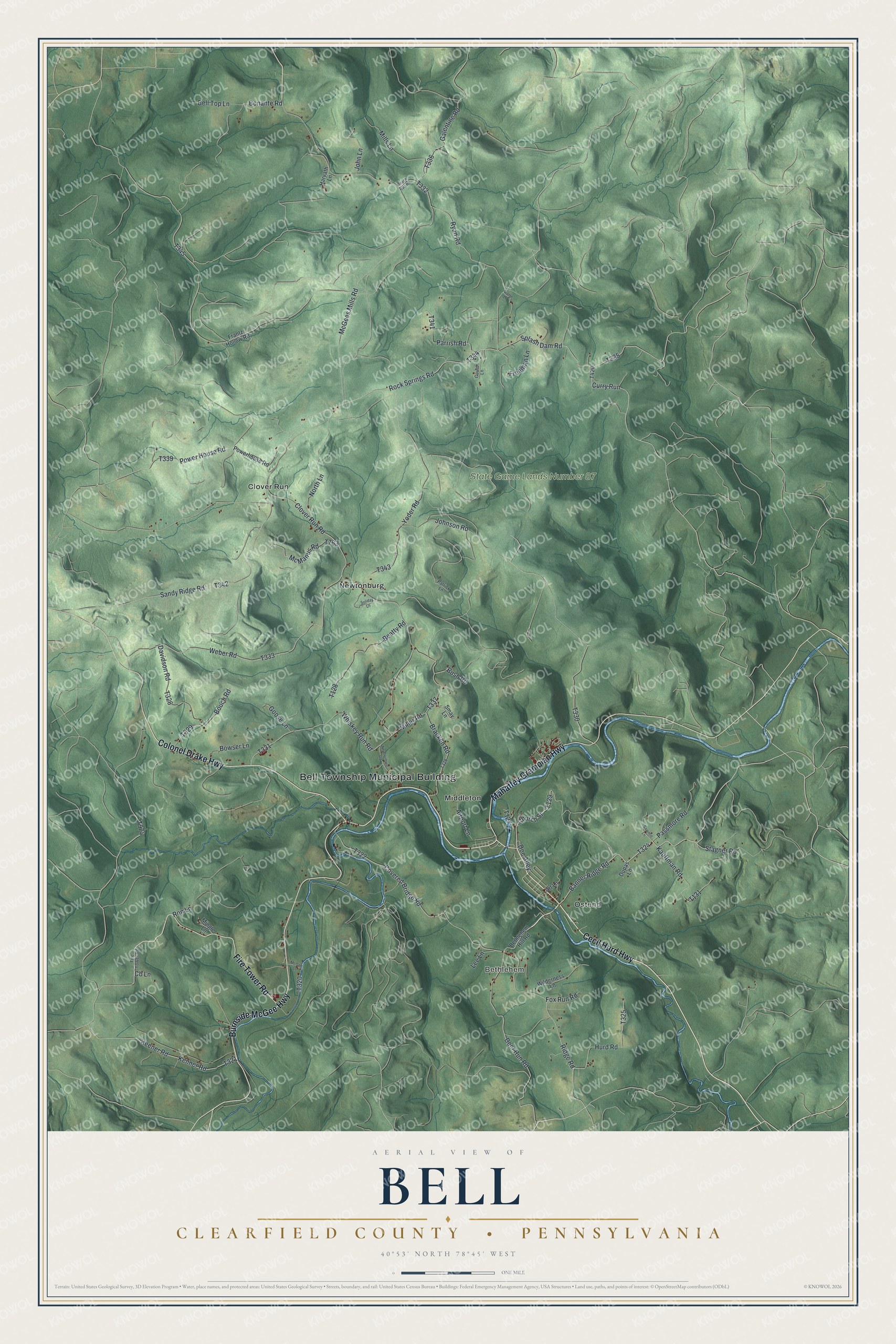 Watermarked full-map preview of Bell, Pennsylvania