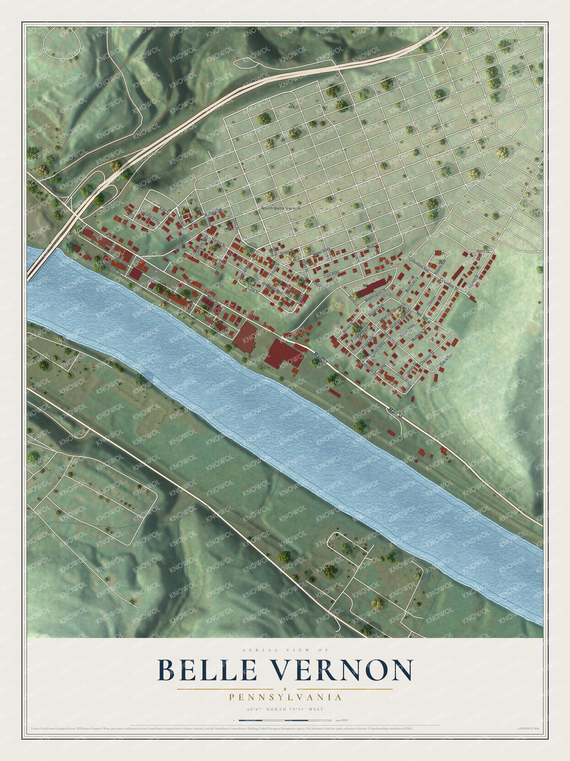 Watermarked full-map preview of Belle Vernon, Pennsylvania