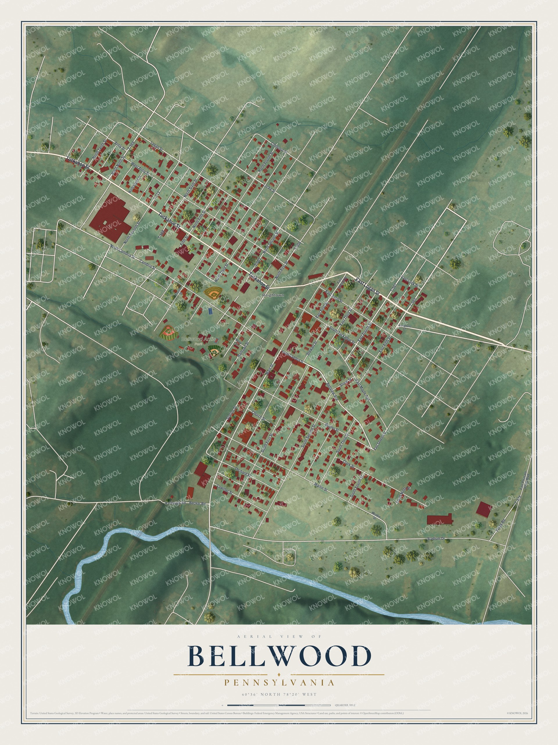 Watermarked full-map preview of Bellwood, Pennsylvania