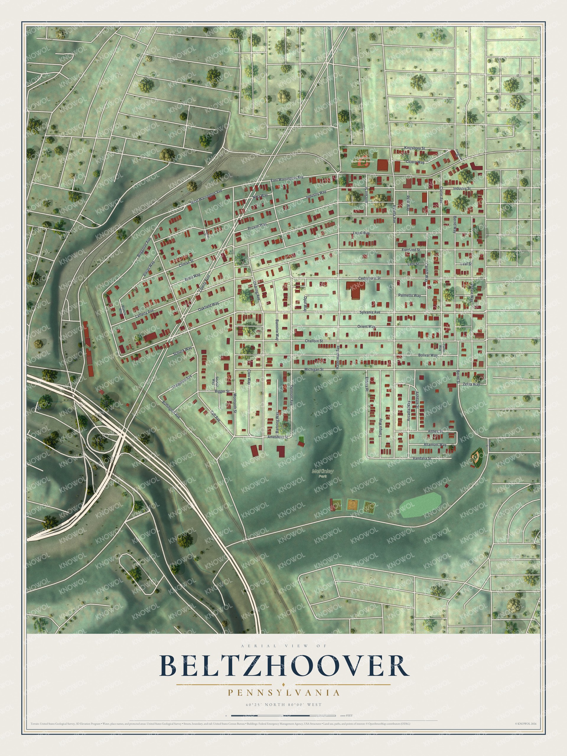 Watermarked full-map preview of Beltzhoover, Pennsylvania