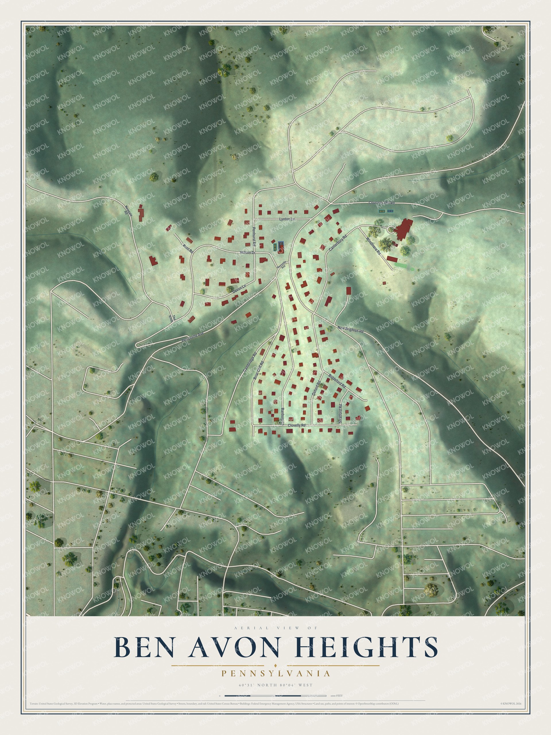 Watermarked full-map preview of Ben Avon Heights, Pennsylvania