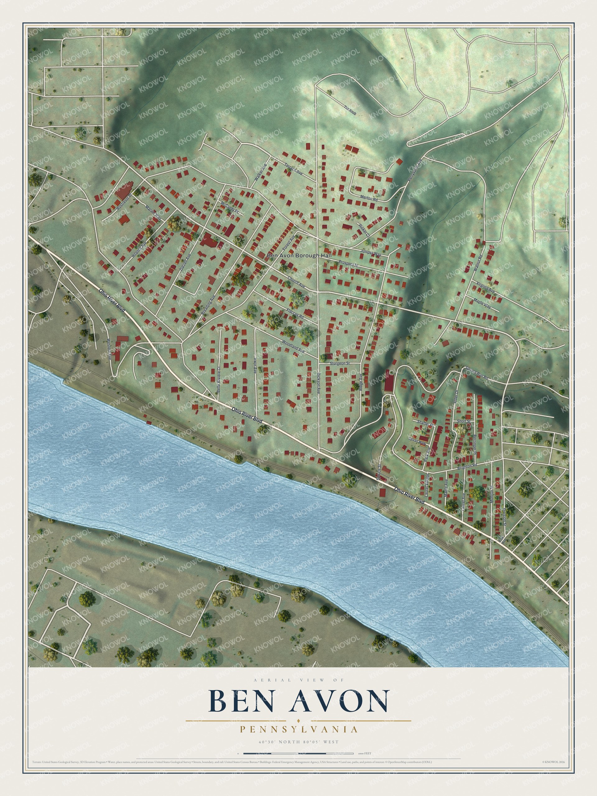 Watermarked full-map preview of Ben Avon, Pennsylvania