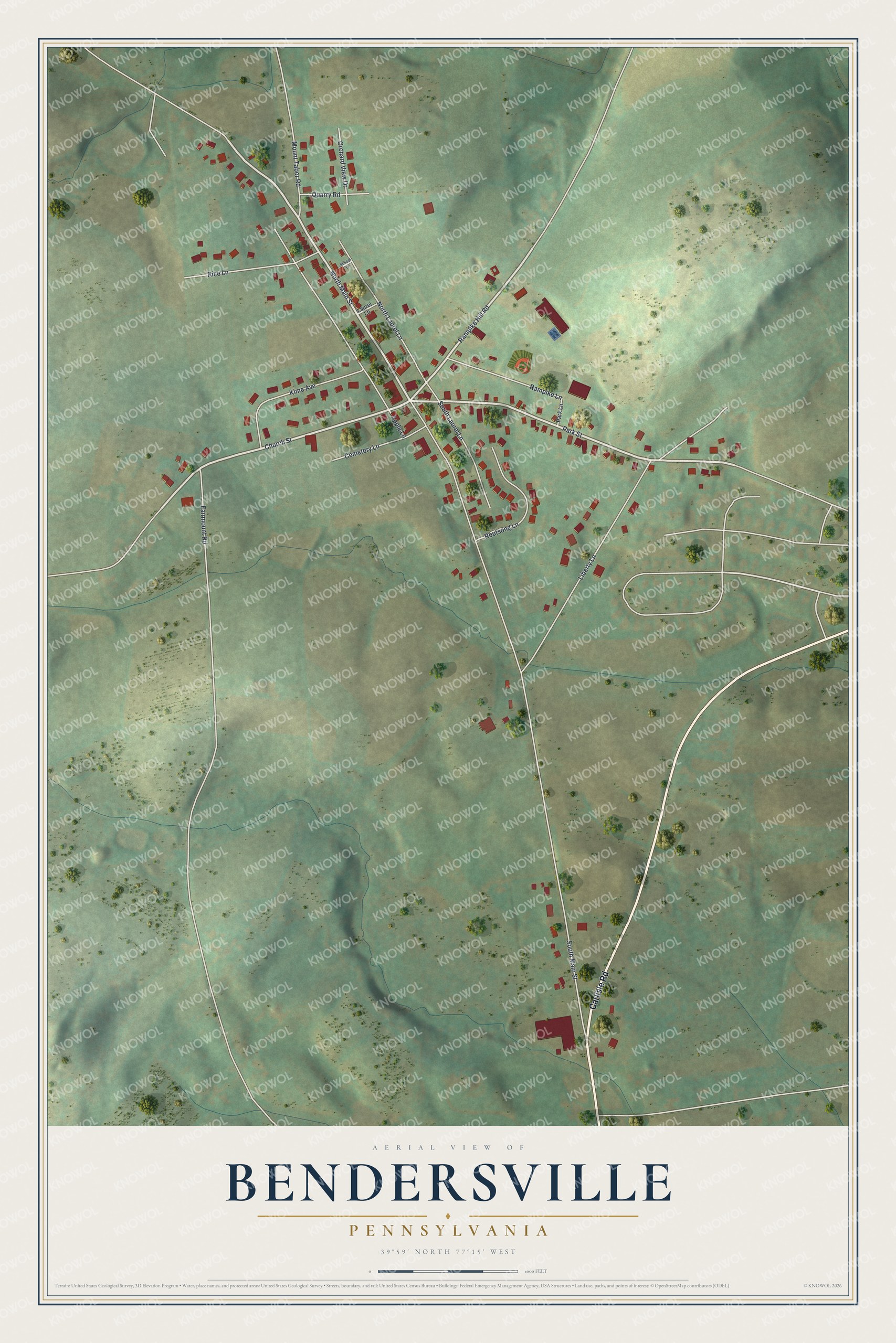Watermarked full-map preview of Bendersville, Pennsylvania