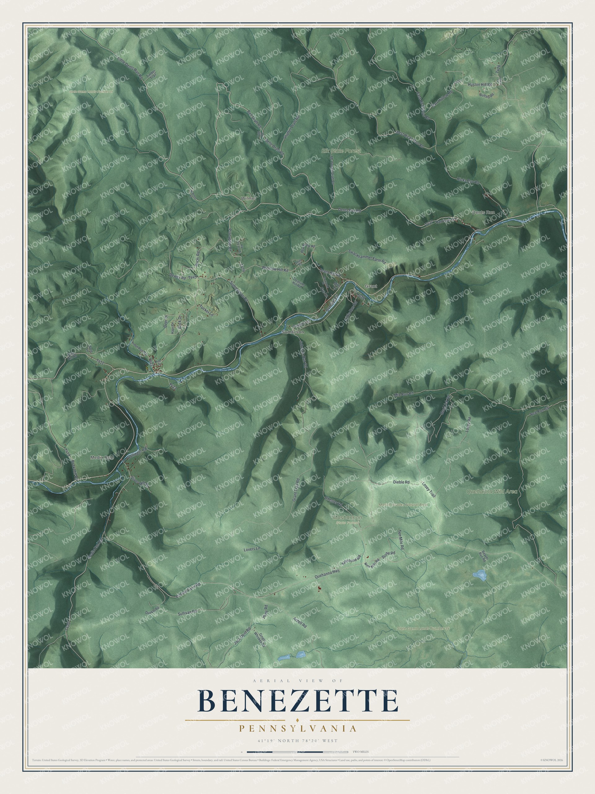Watermarked full-map preview of Benezette, Pennsylvania