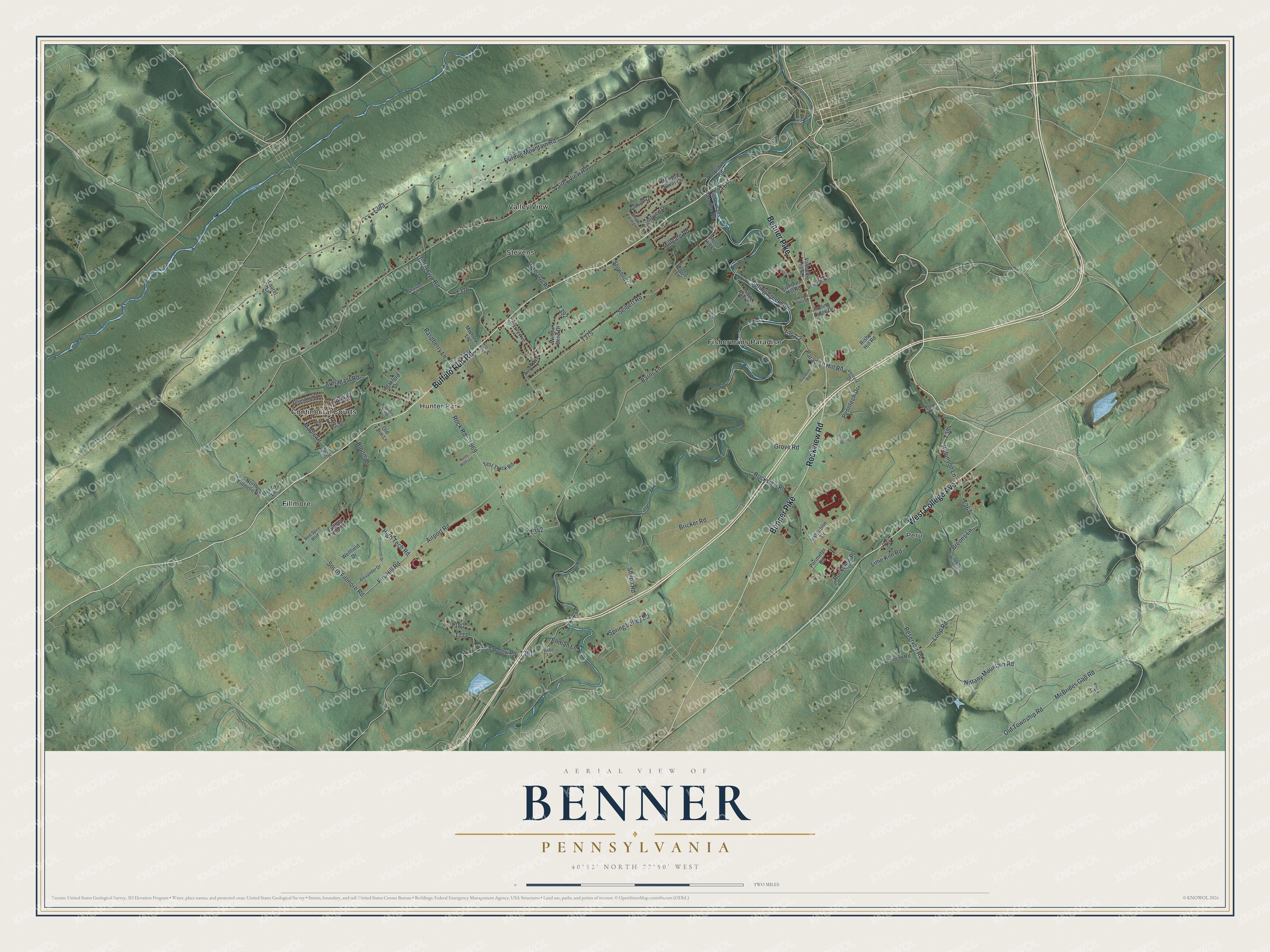 Watermarked full-map preview of Benner, Pennsylvania