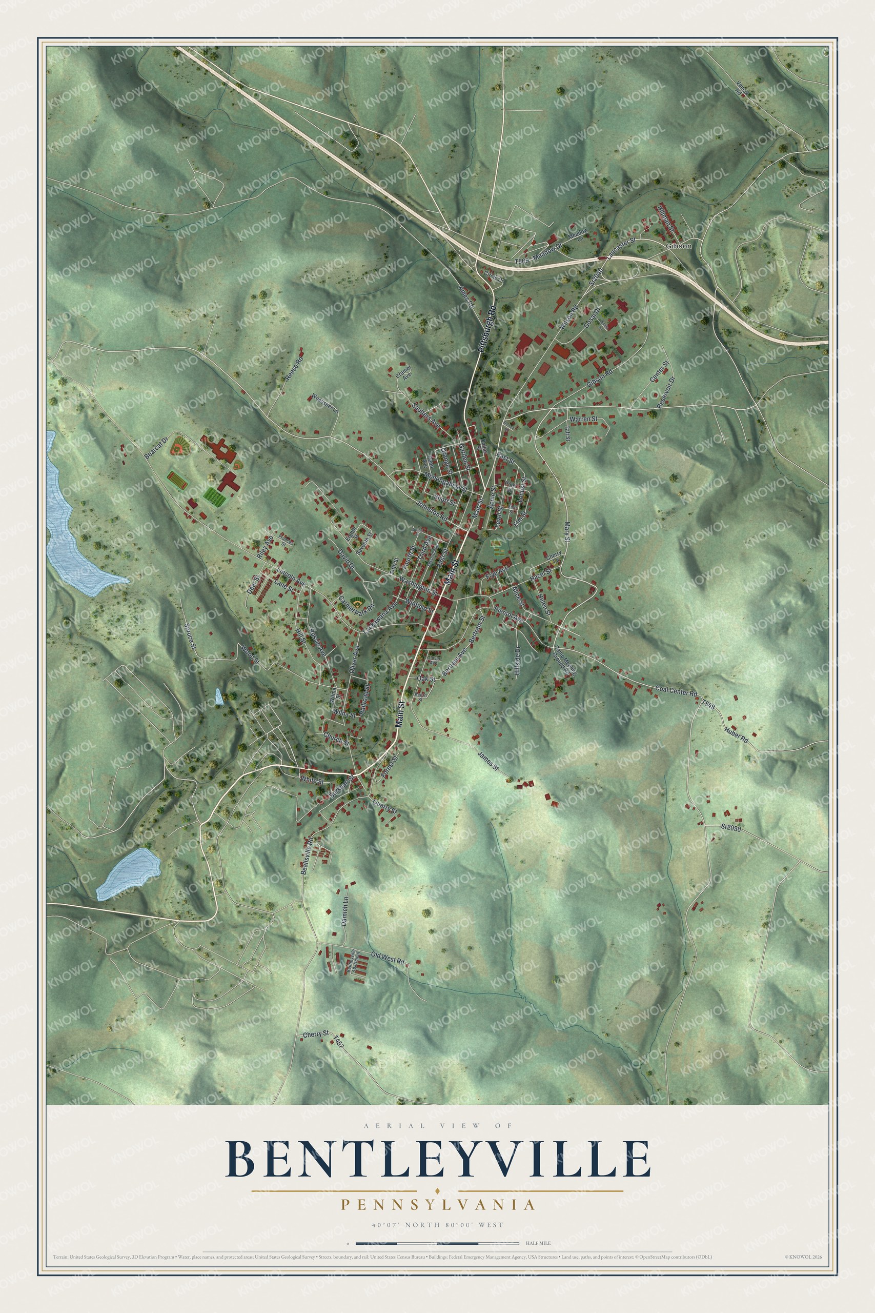 Watermarked full-map preview of Bentleyville, Pennsylvania