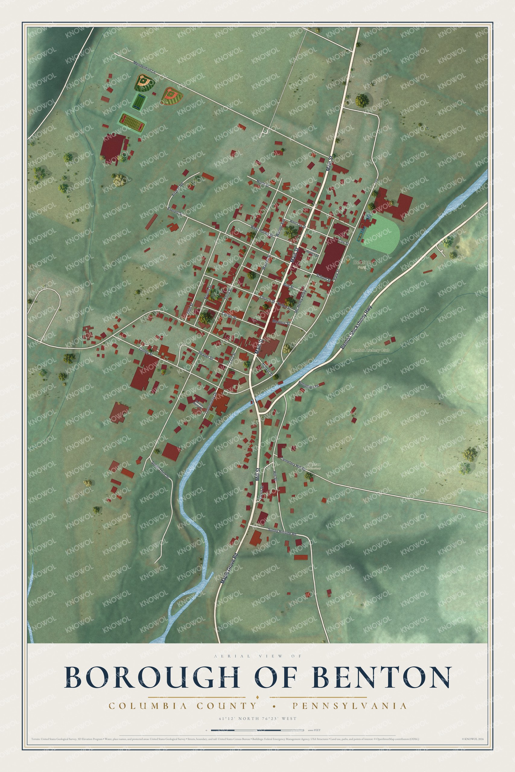 Watermarked full-map preview of Borough of Benton, Pennsylvania