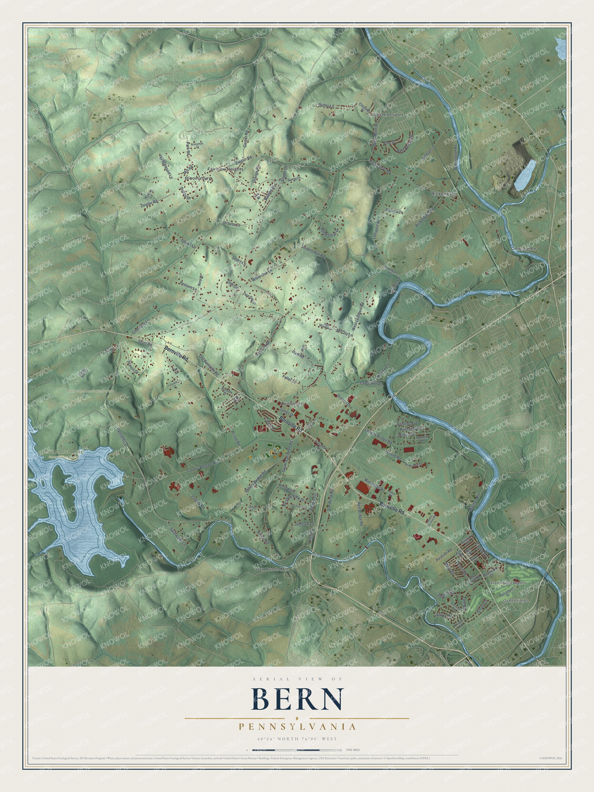 Watermarked full-map preview of Bern, Pennsylvania
