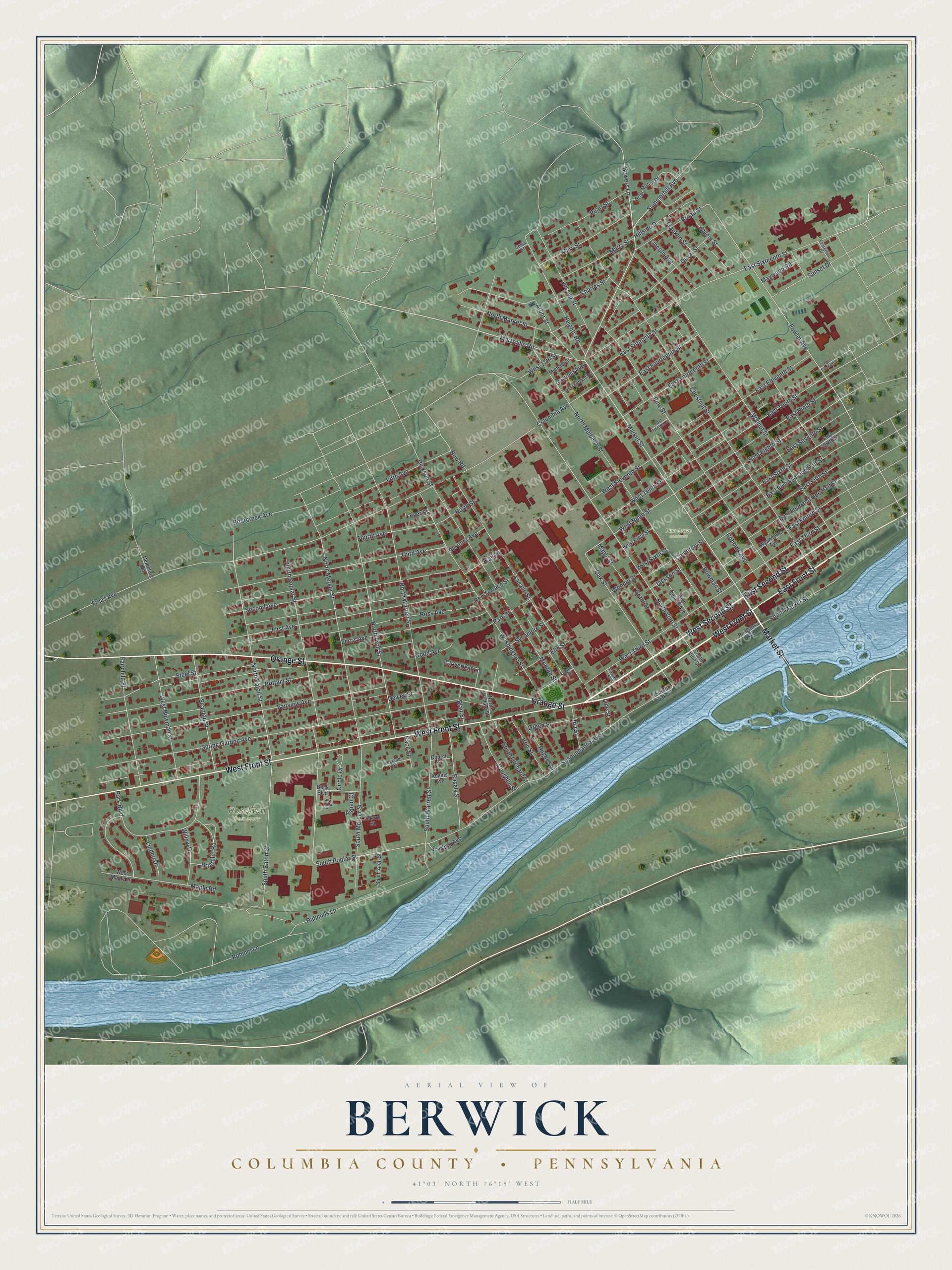 Watermarked full-map preview of Berwick, Pennsylvania