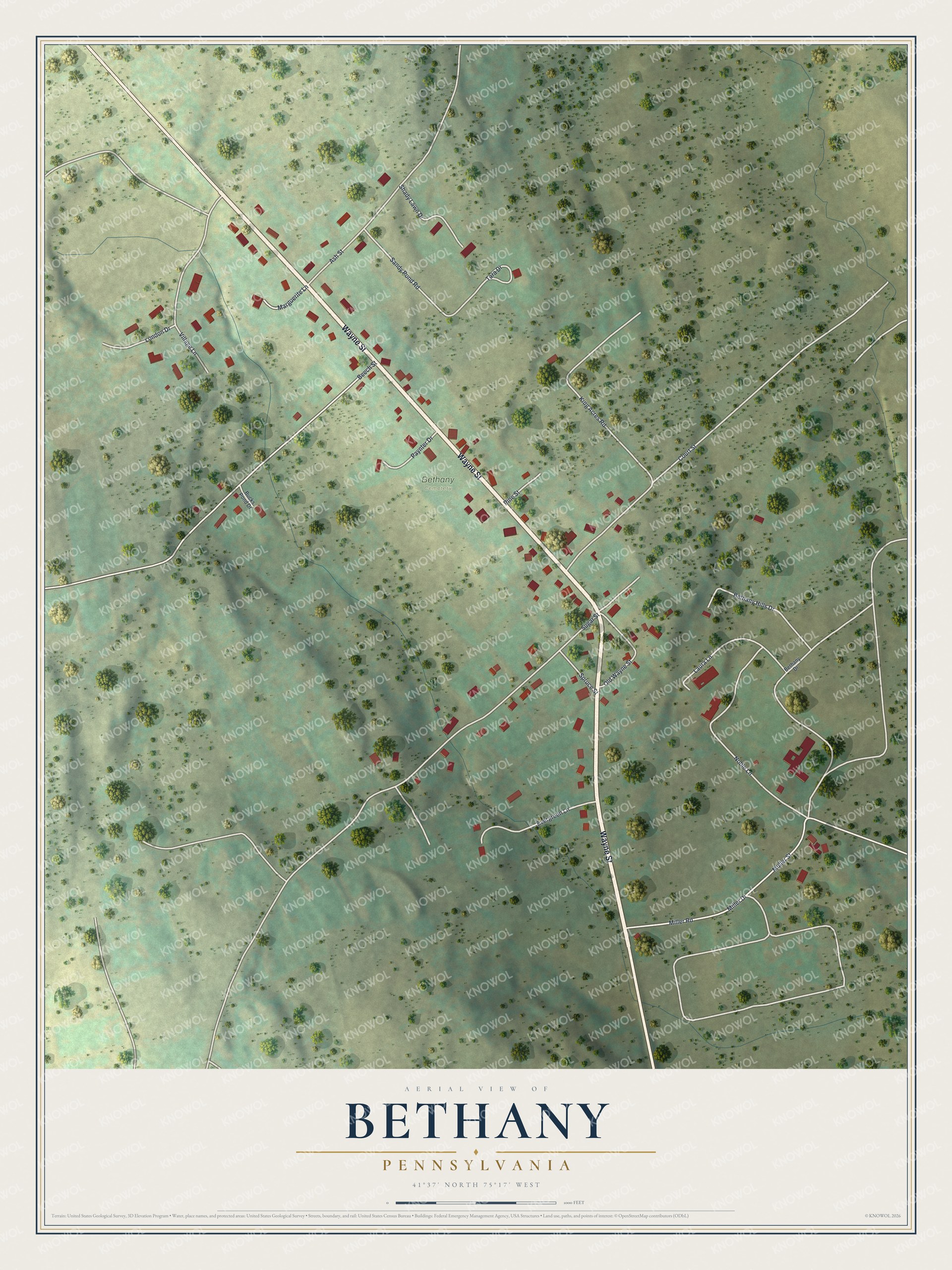 Watermarked full-map preview of Bethany, Pennsylvania