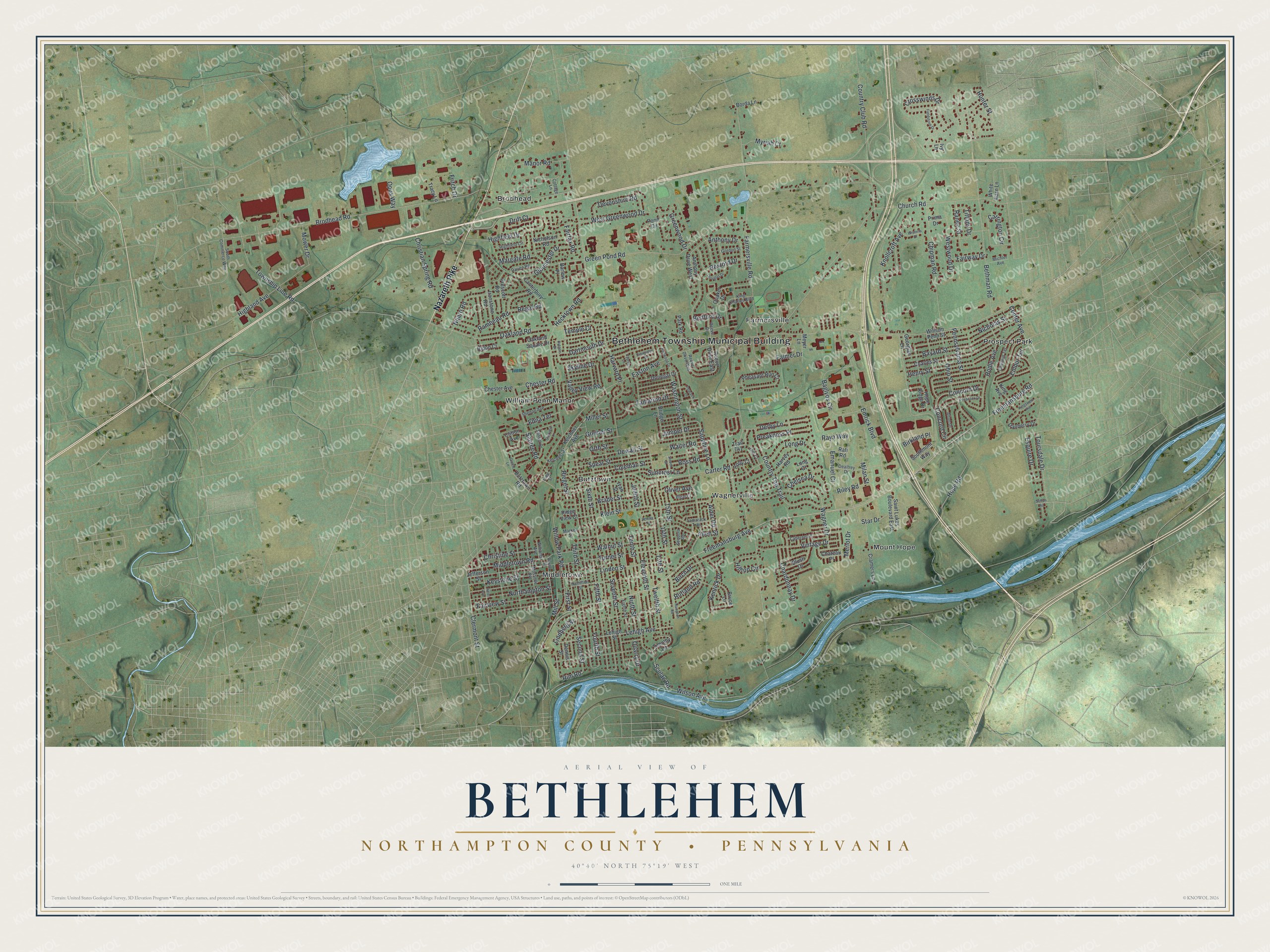 Watermarked full-map preview of Bethlehem, Pennsylvania
