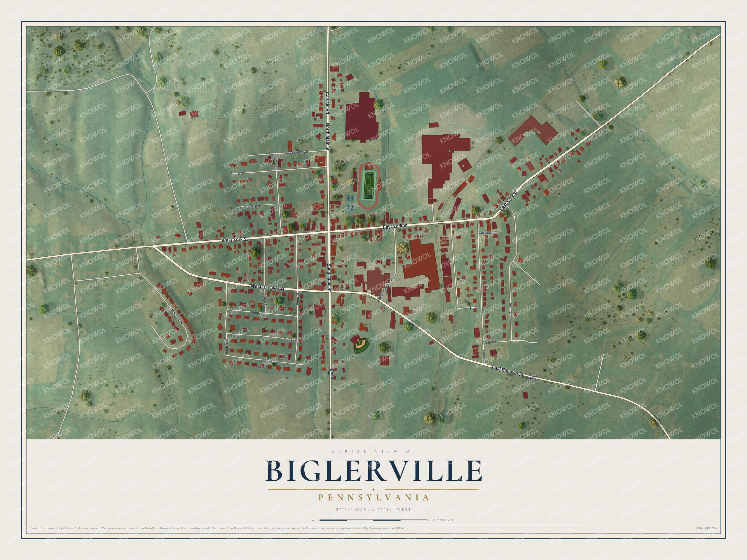 Watermarked full-map preview of Biglerville, Pennsylvania