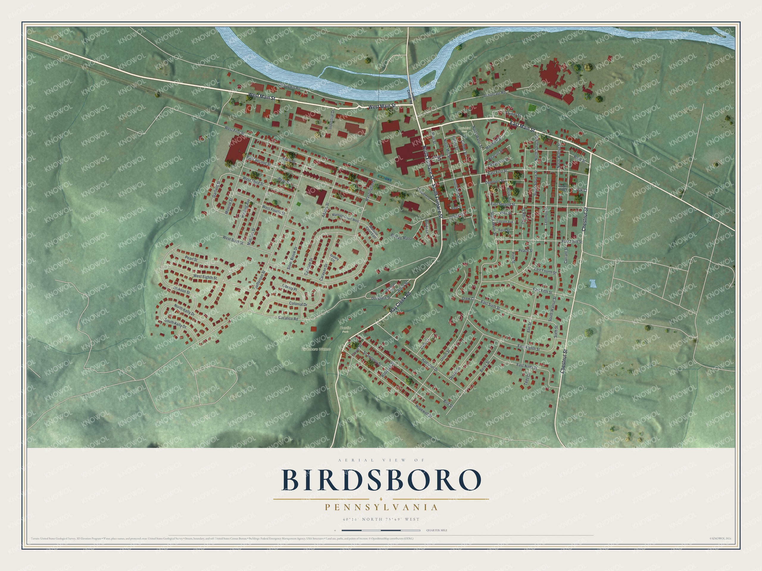 Watermarked full-map preview of Birdsboro, Pennsylvania