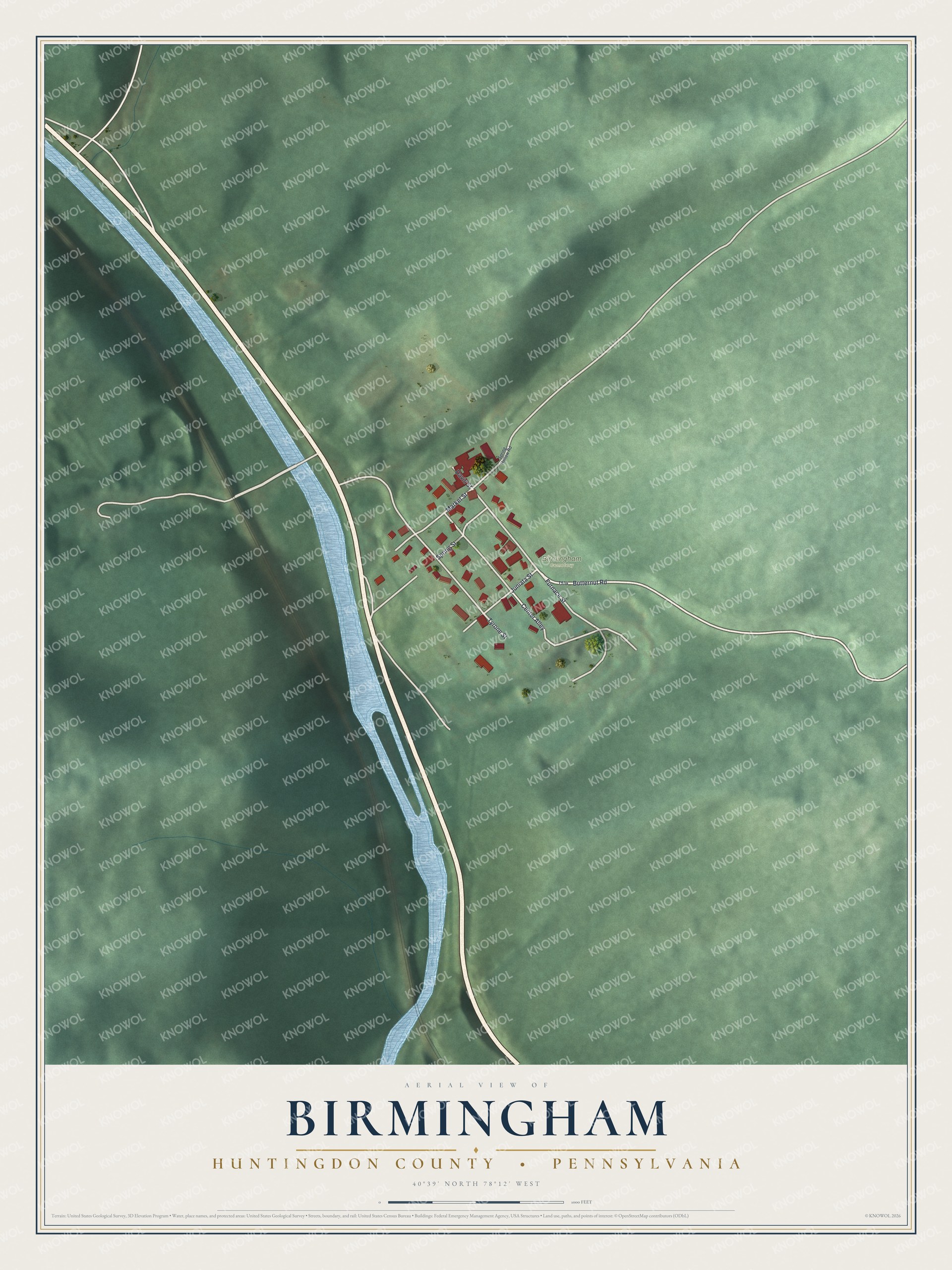 Watermarked full-map preview of Birmingham, Pennsylvania