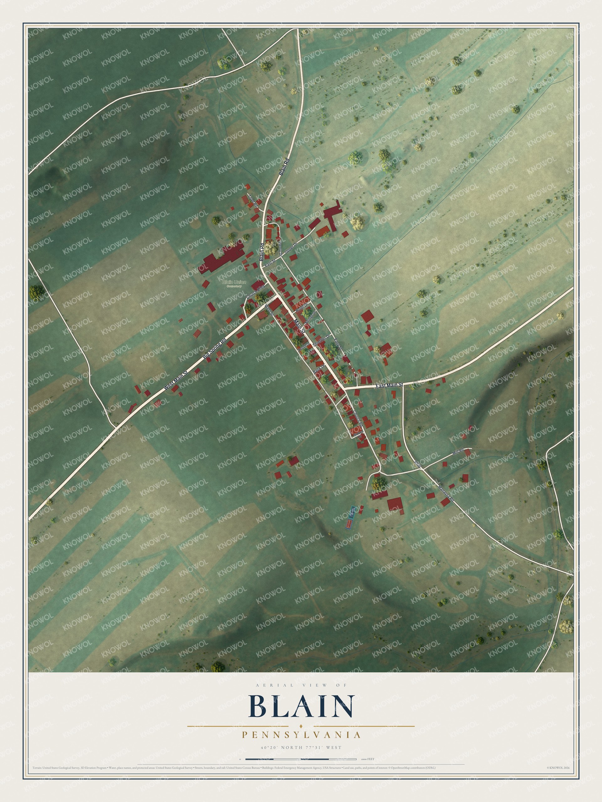 Watermarked full-map preview of Blain, Pennsylvania