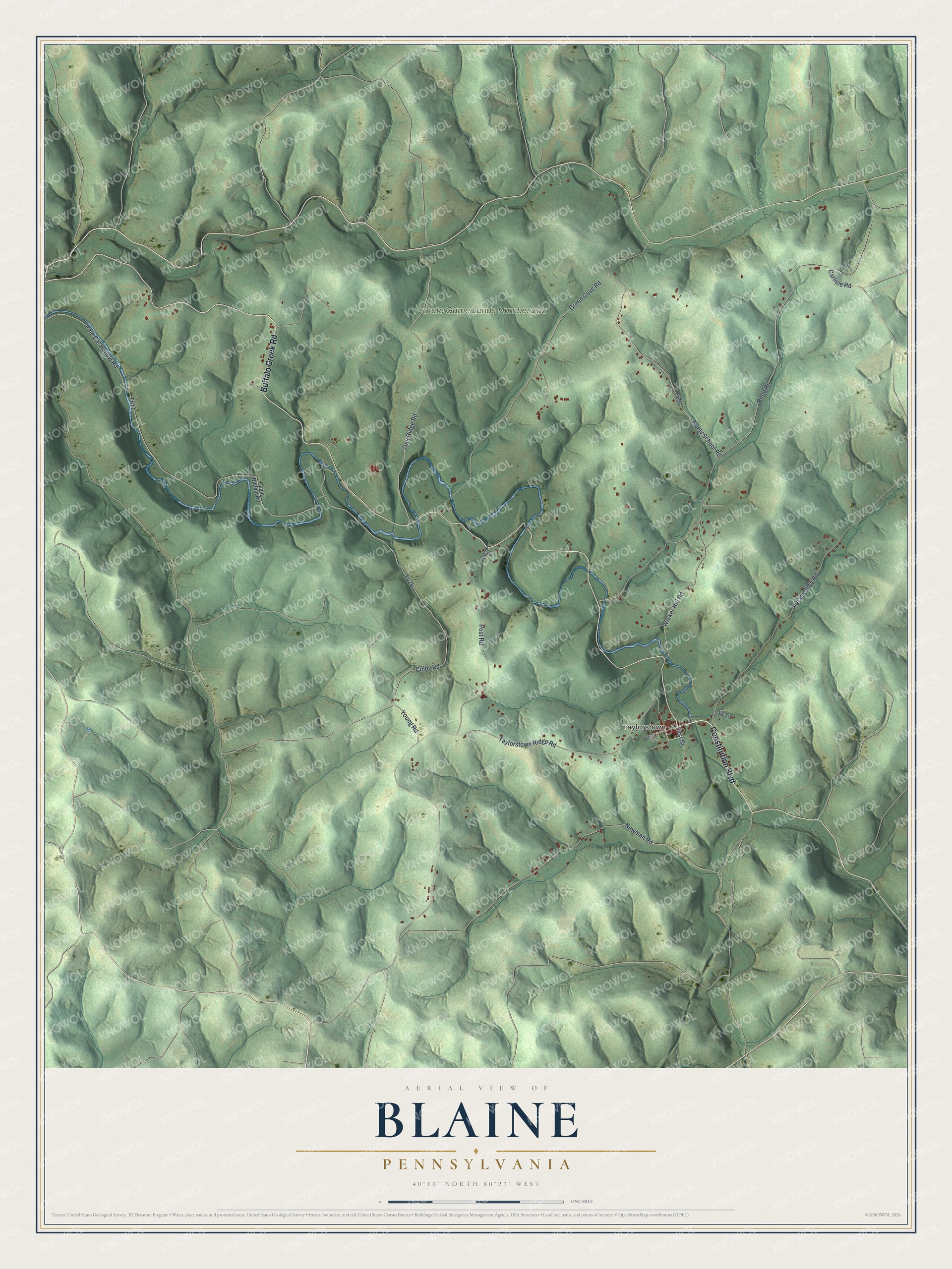 Watermarked full-map preview of Blaine, Pennsylvania