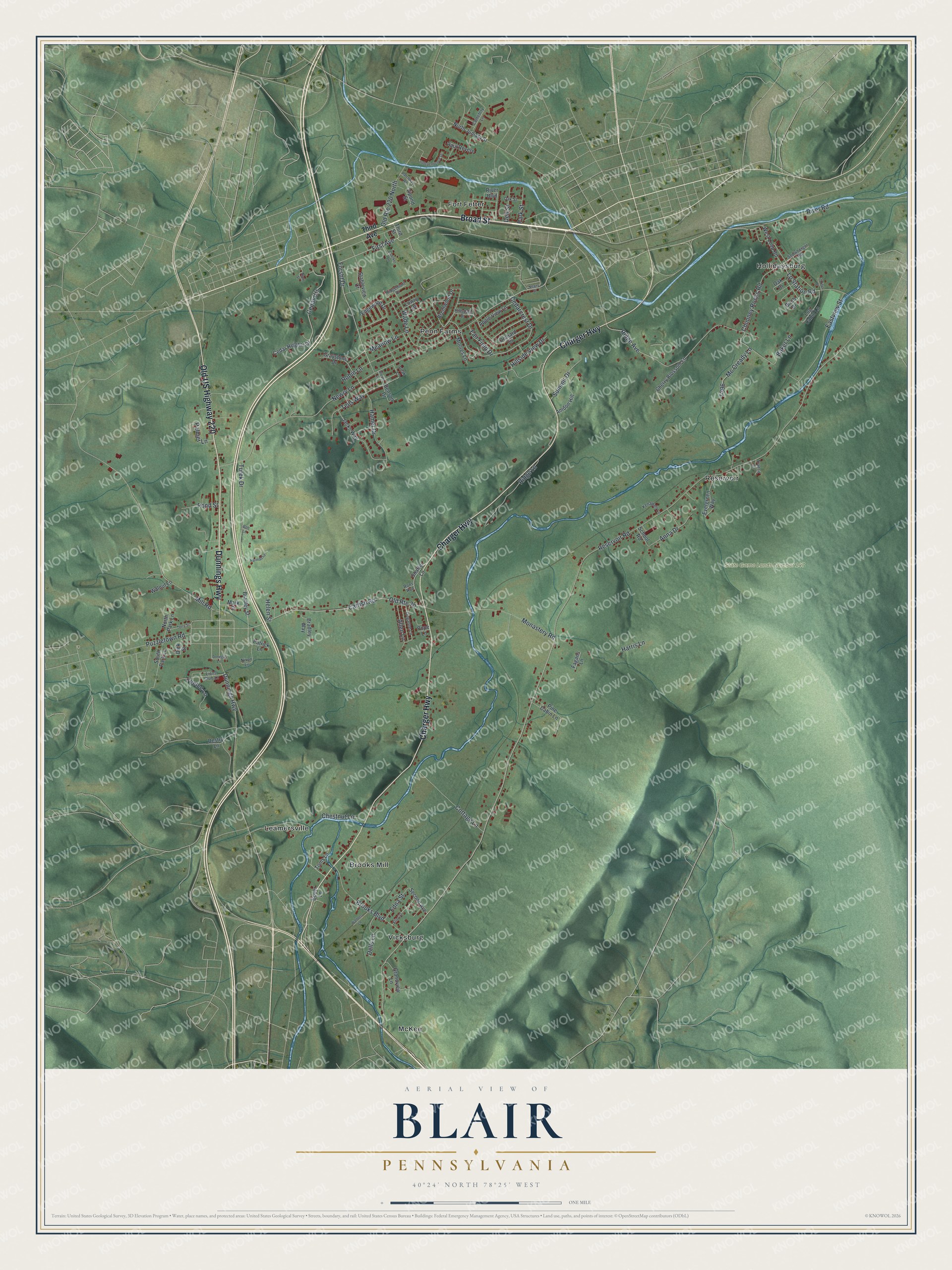 Watermarked full-map preview of Blair, Pennsylvania