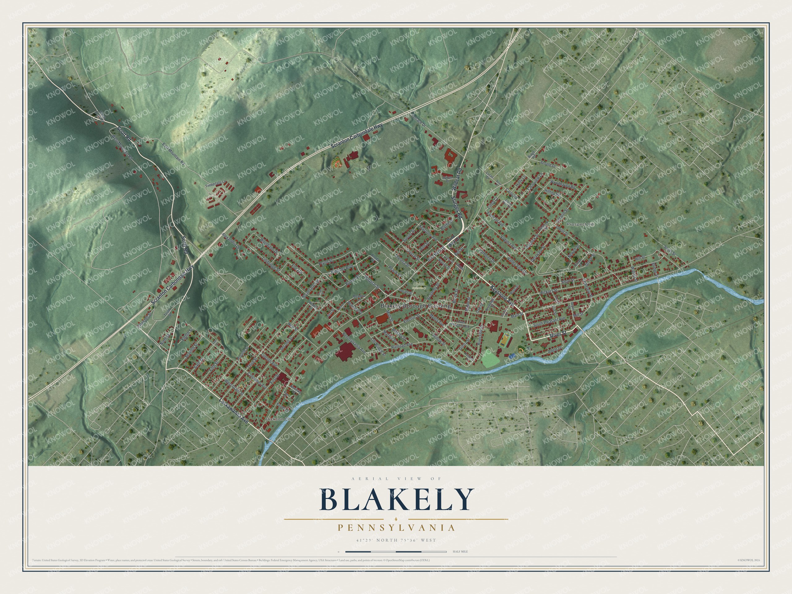 Watermarked full-map preview of Blakely, Pennsylvania