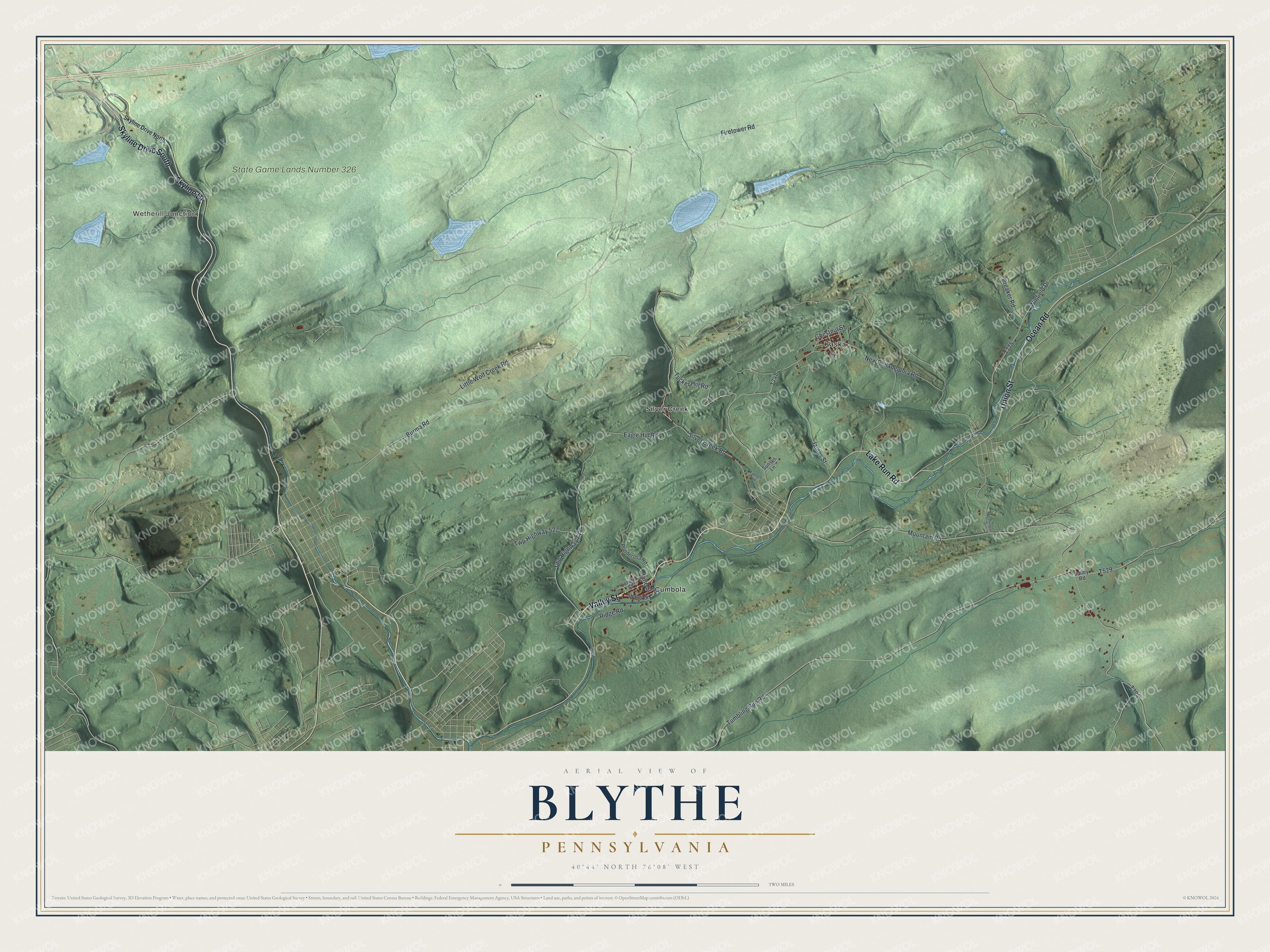 Watermarked full-map preview of Blythe, Pennsylvania