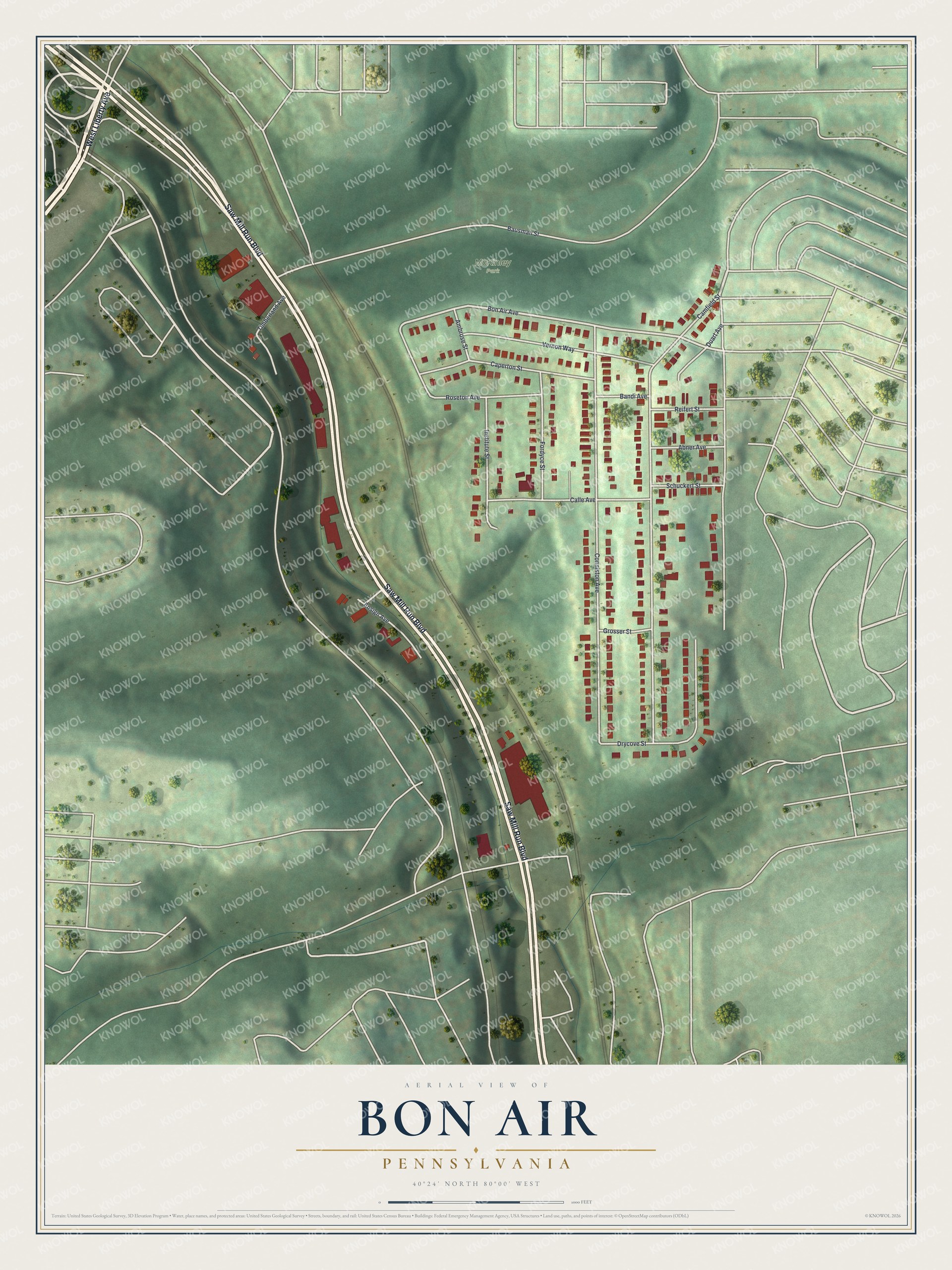 Watermarked full-map preview of Bon Air, Pennsylvania