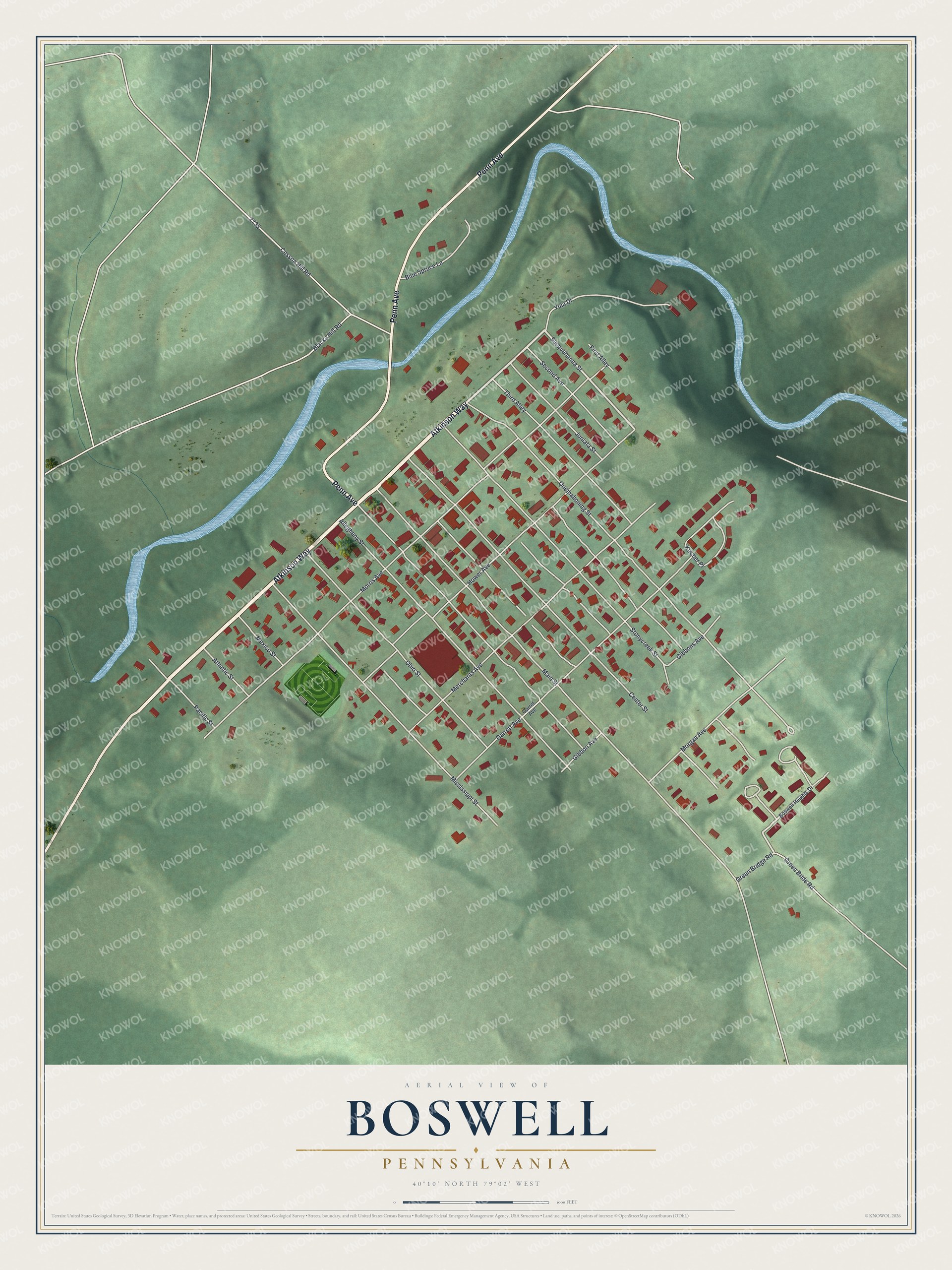 Watermarked full-map preview of Boswell, Pennsylvania