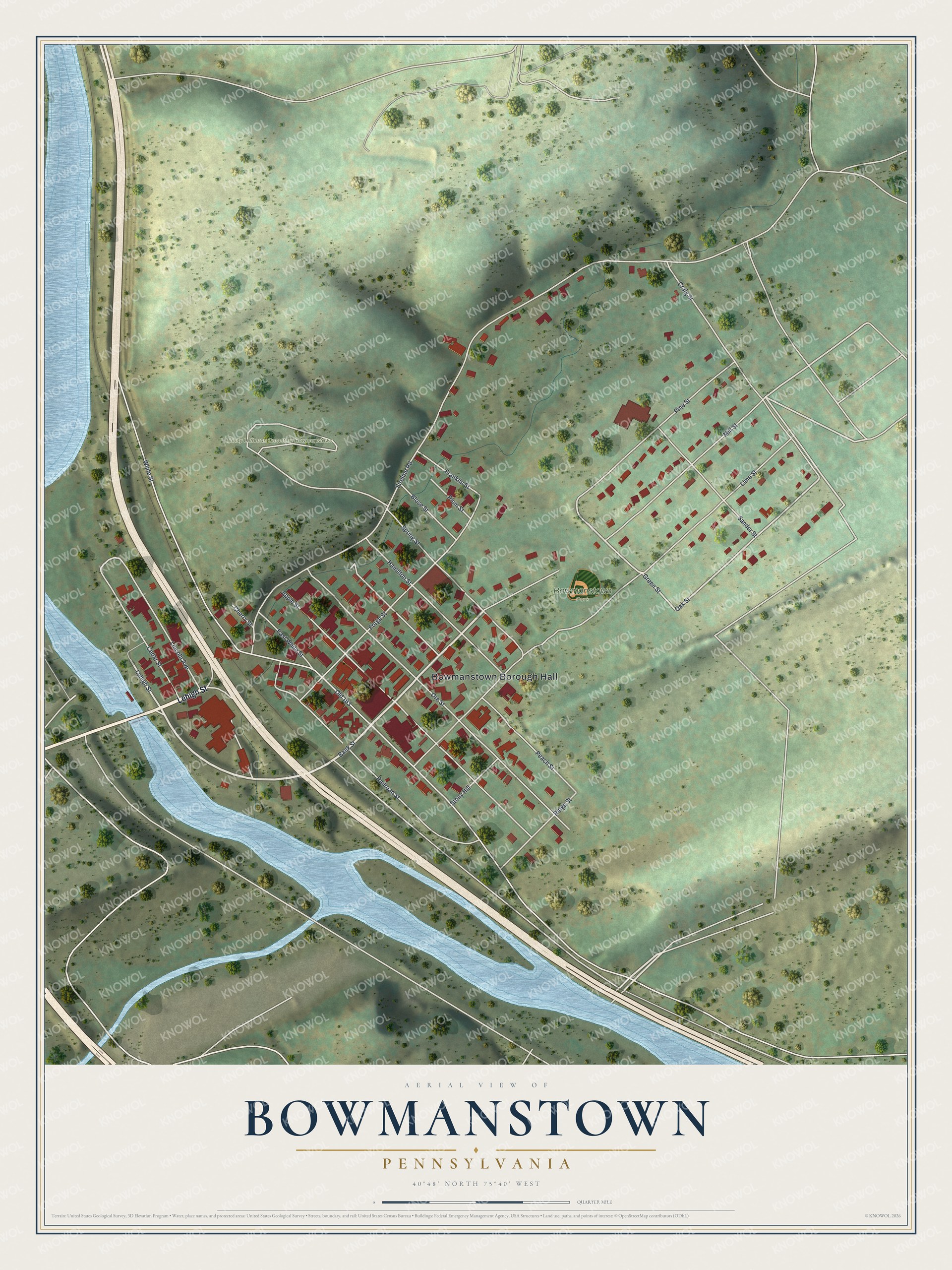 Watermarked full-map preview of Bowmanstown, Pennsylvania